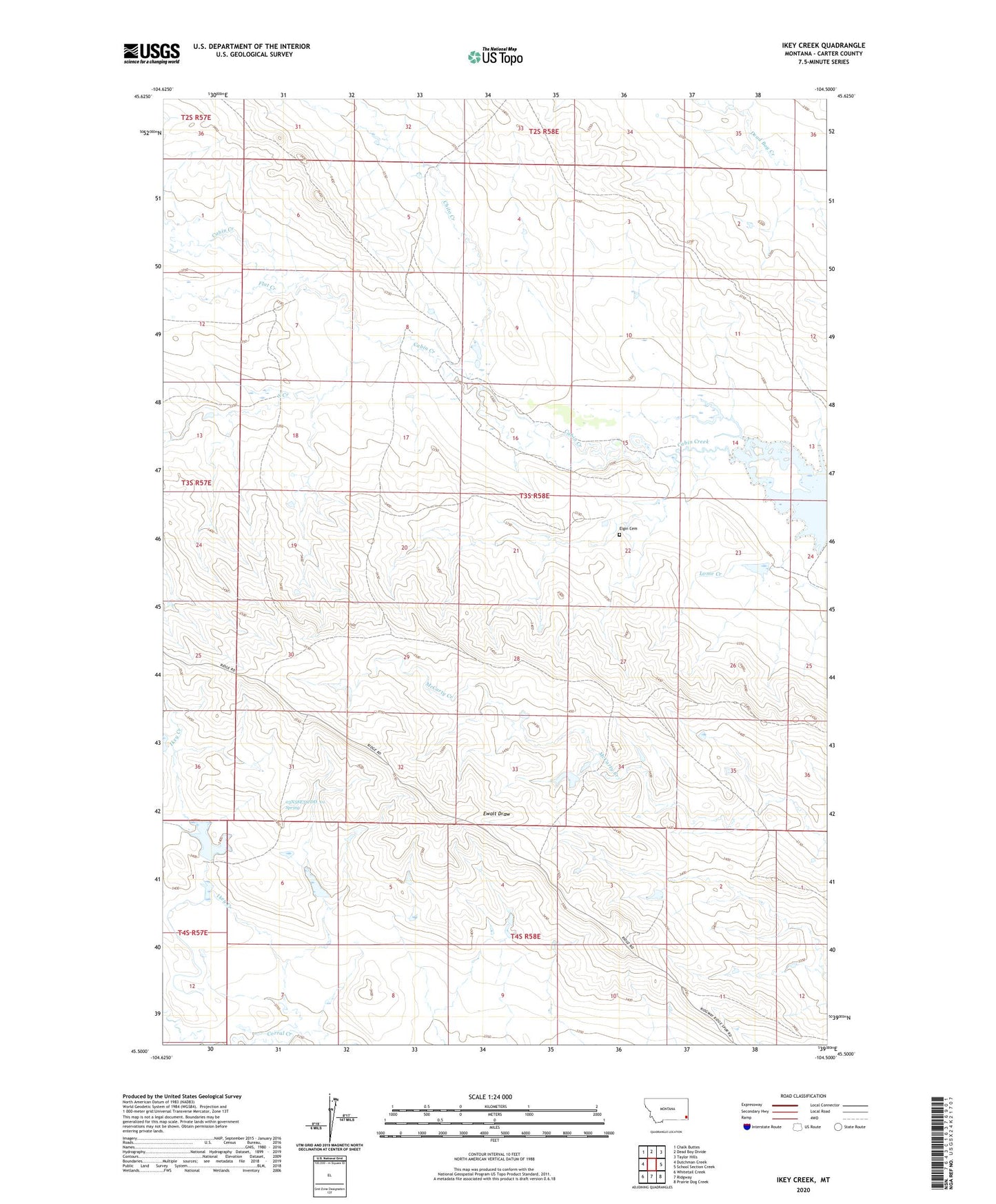 Ikey Creek Montana US Topo Map Image