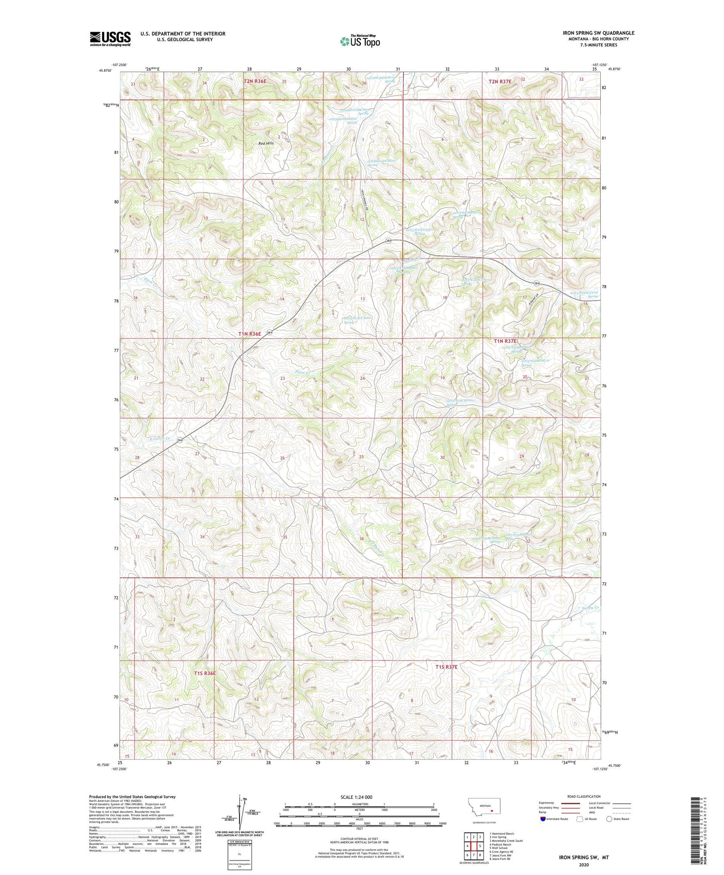 Iron Spring SW Montana US Topo Map Image