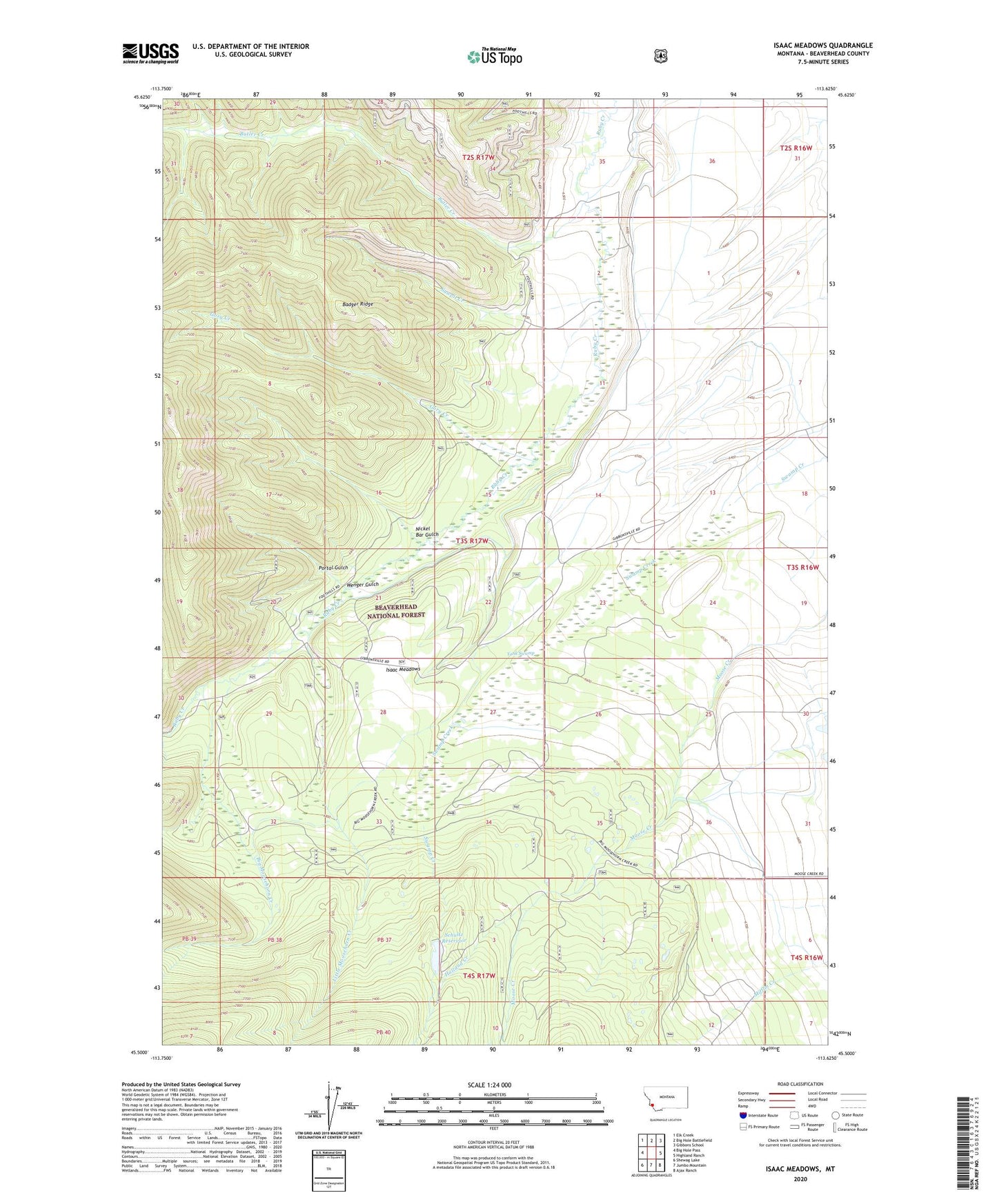 Isaac Meadows Montana US Topo Map Image