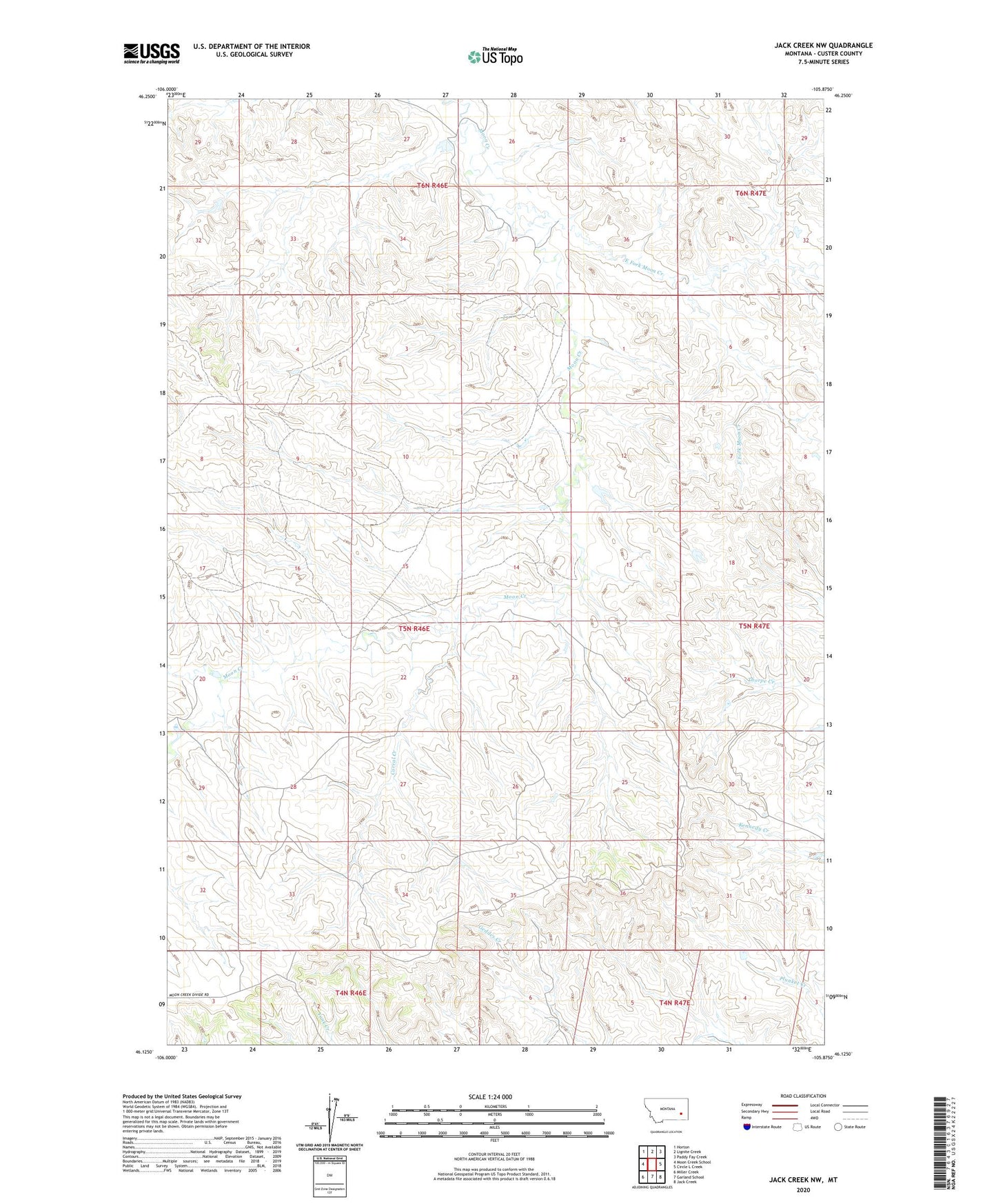 Jack Creek NW Montana US Topo Map Image