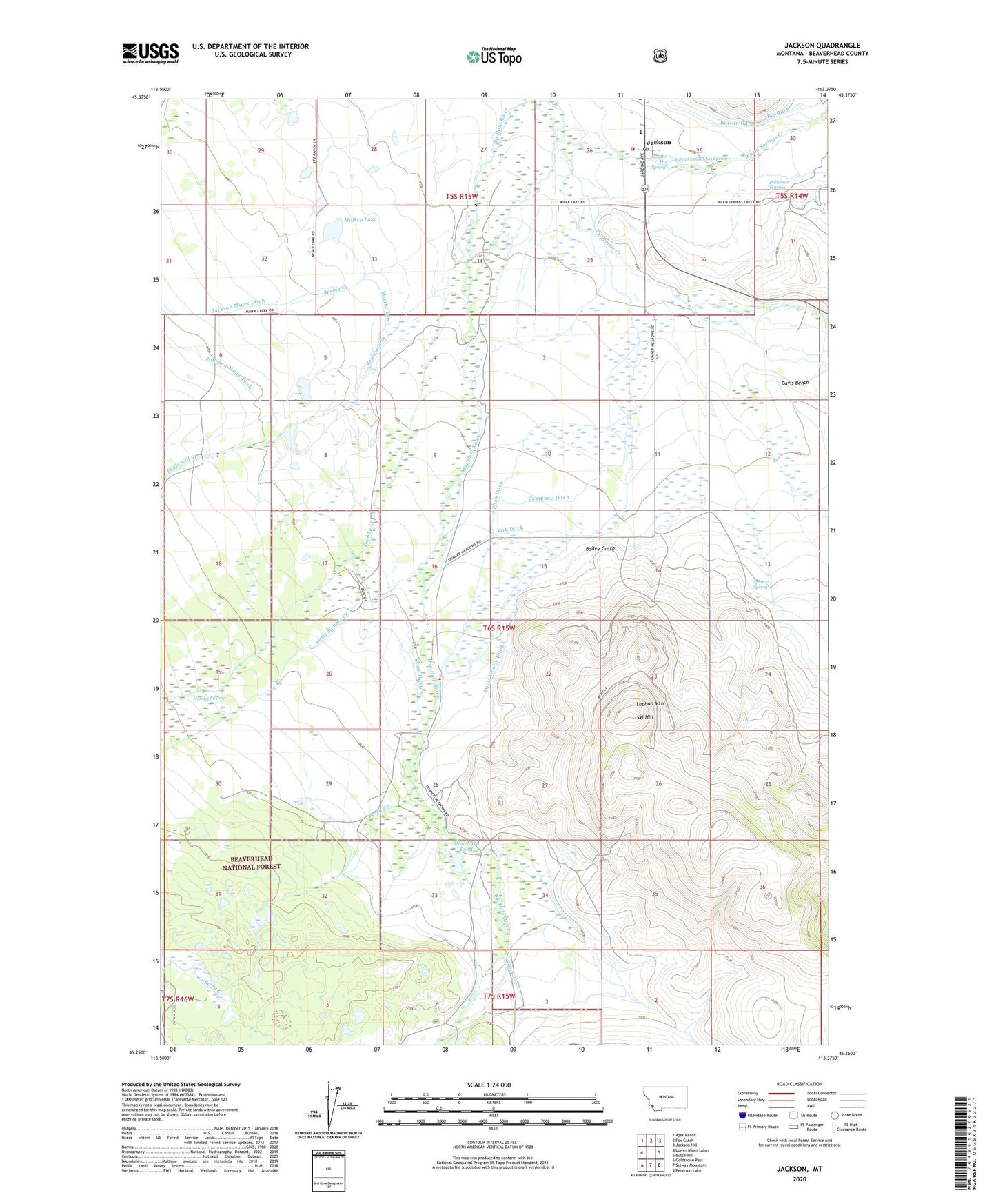 Jackson Montana US Topo Map Image