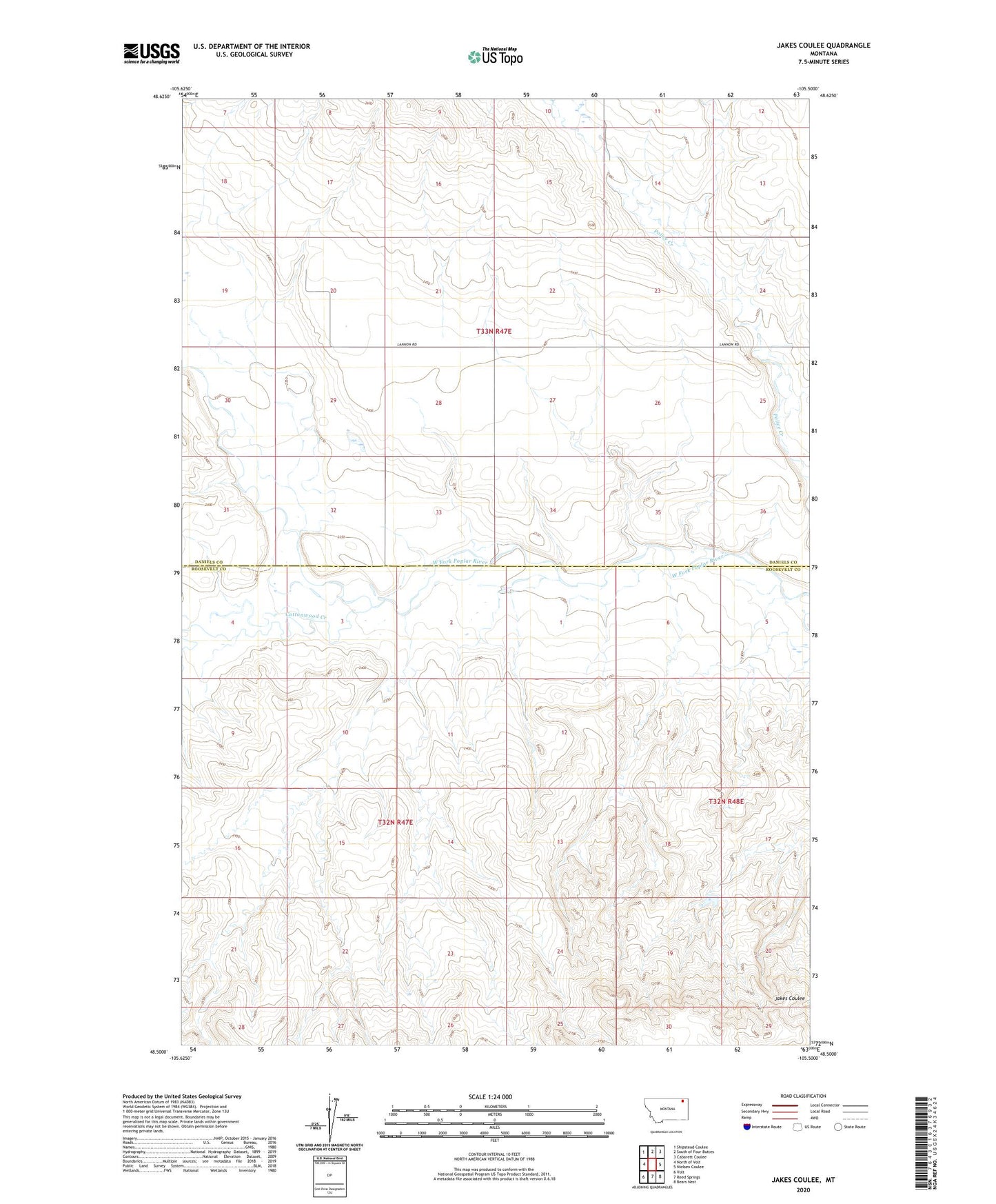 Jakes Coulee Montana US Topo Map Image