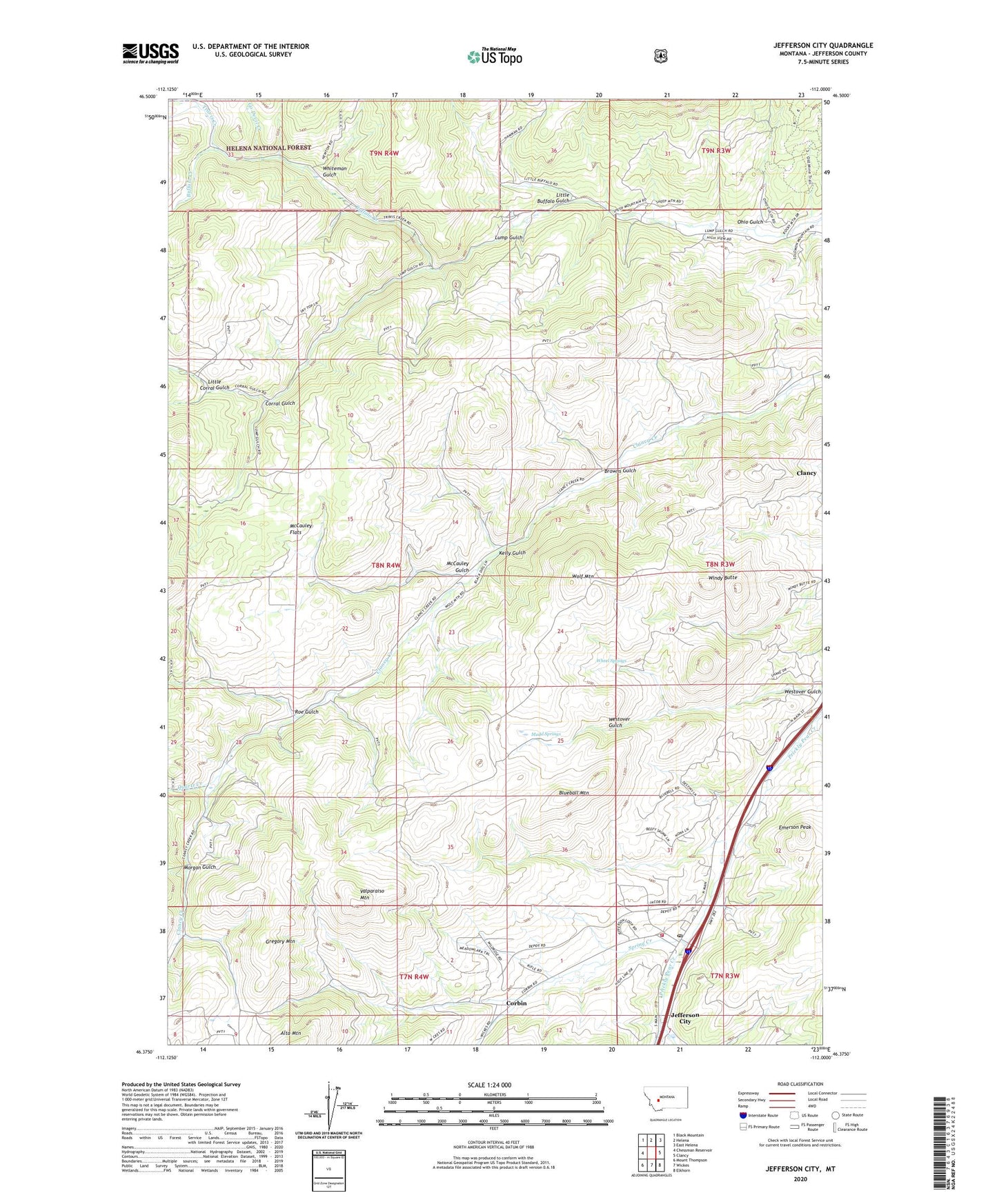 Jefferson City Montana US Topo Map Image