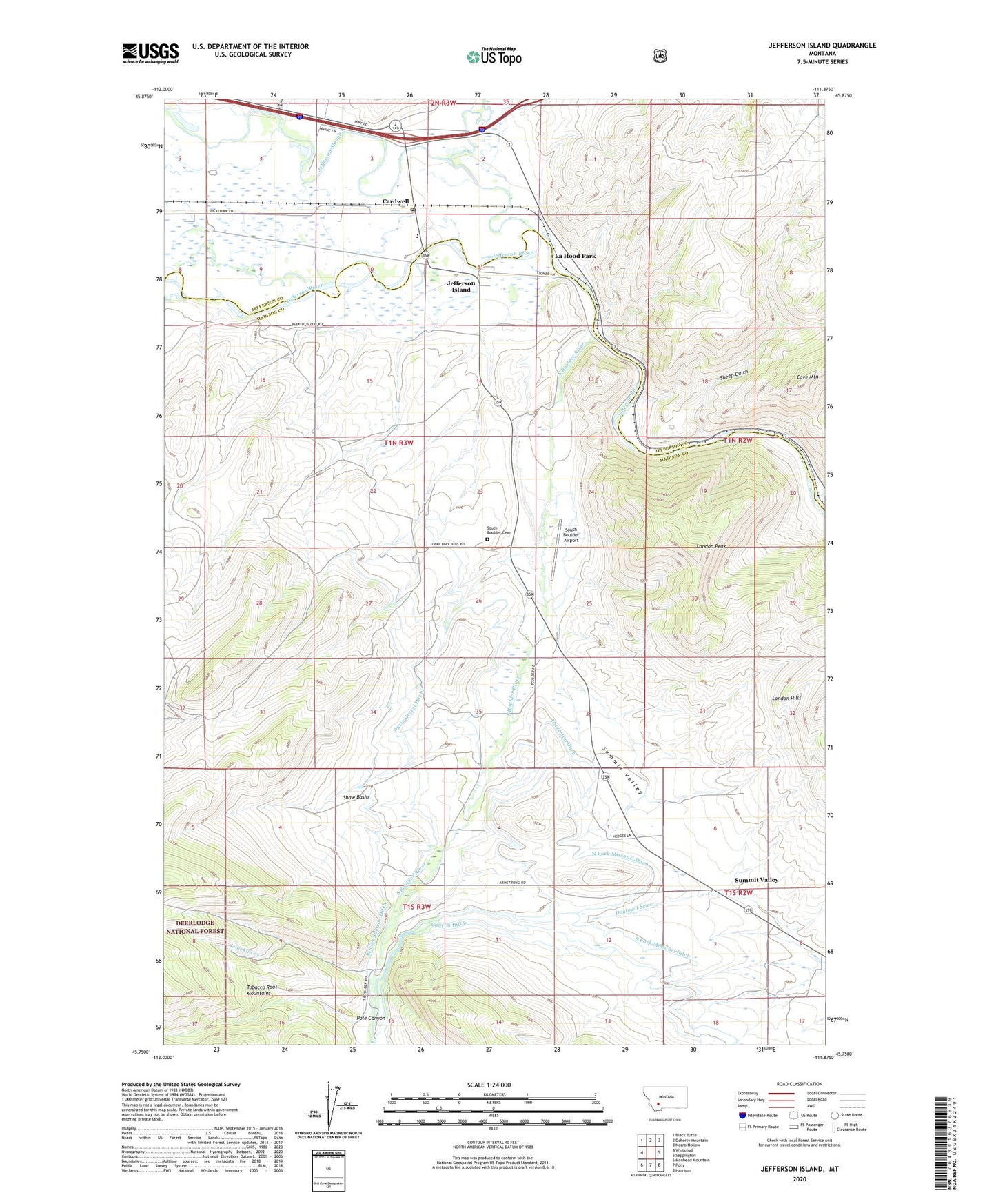 Jefferson Island Montana US Topo Map Image