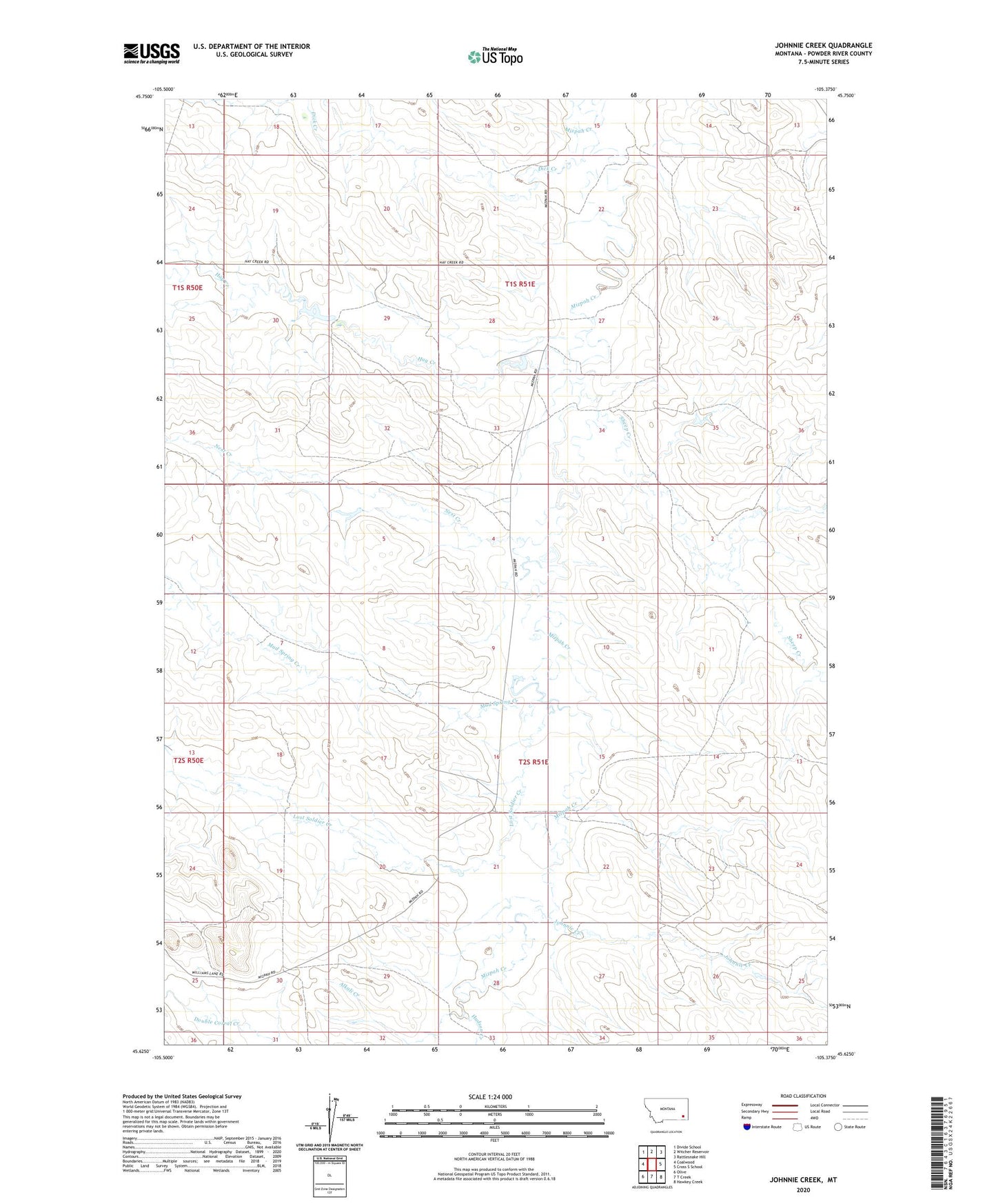 Johnnie Creek Montana US Topo Map Image
