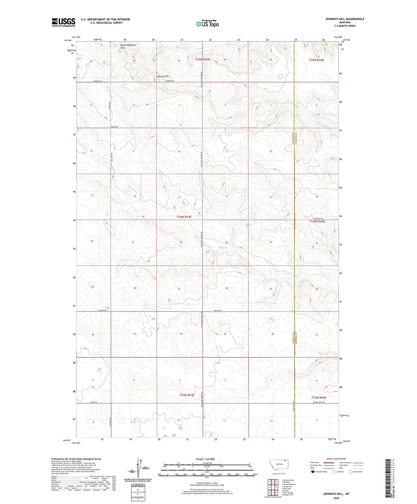 Johnnys Hill Montana US Topo Map Image