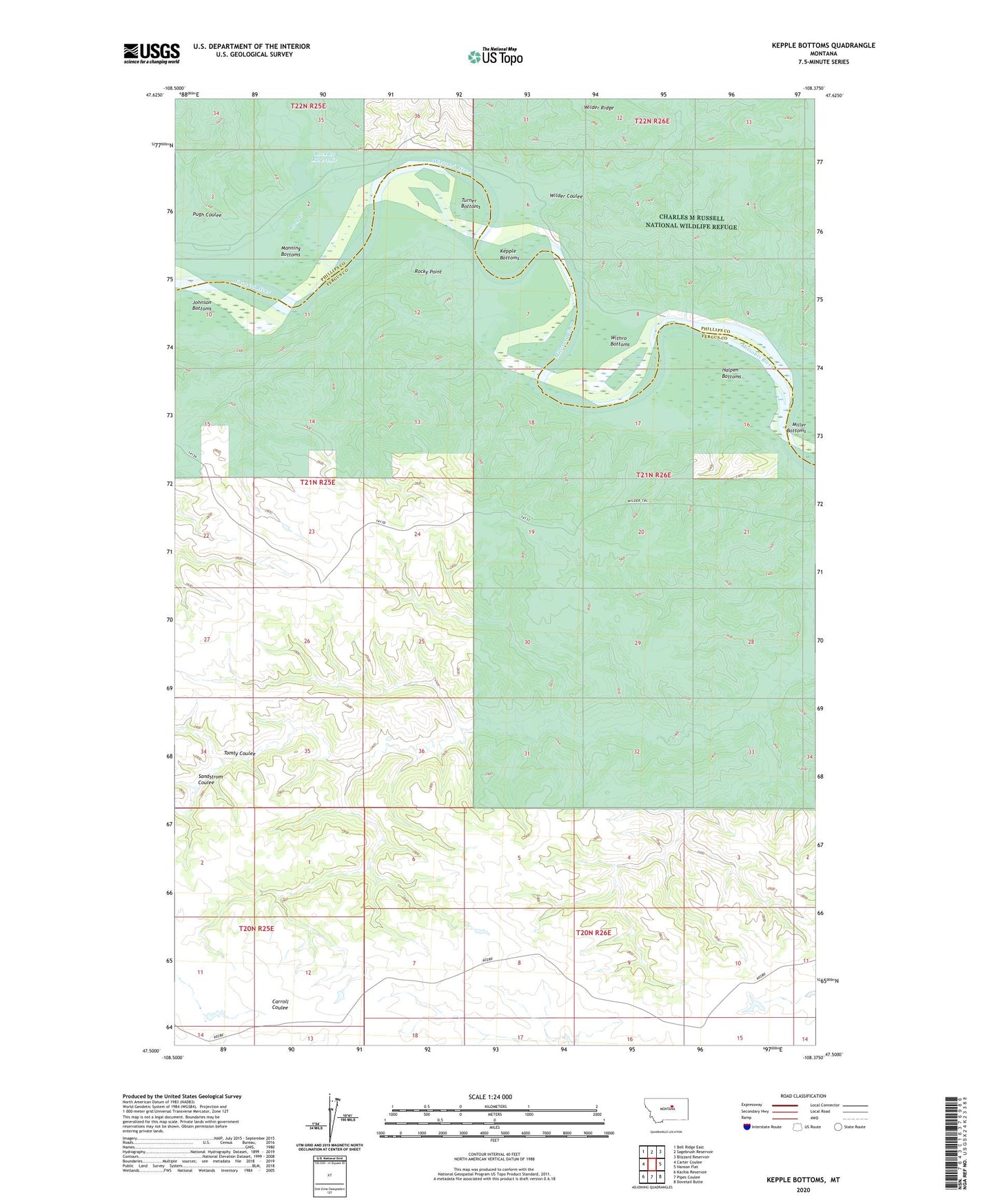 Kepple Bottoms Montana US Topo Map Image
