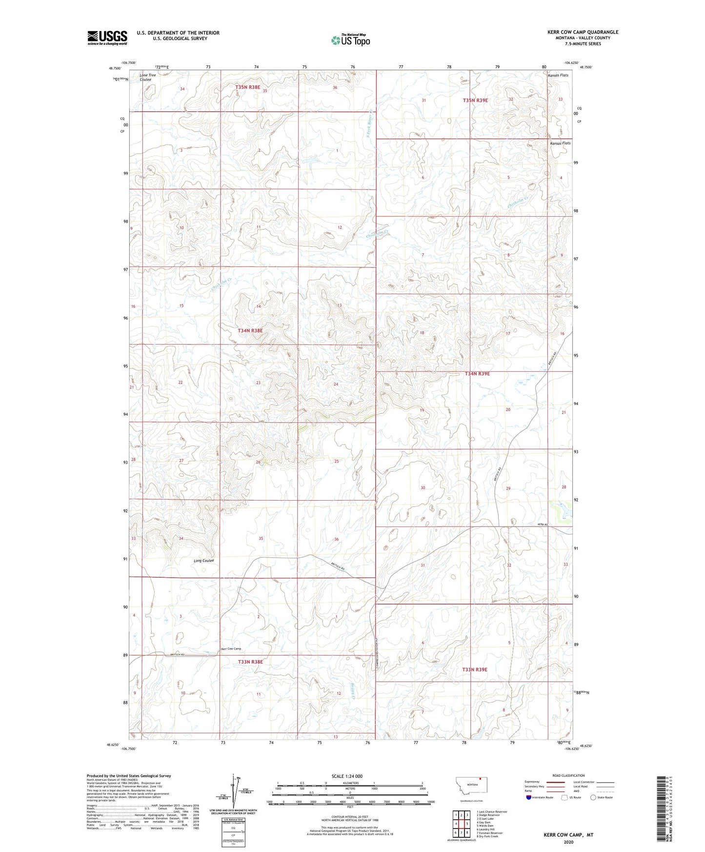 Kerr Cow Camp Montana US Topo Map Image