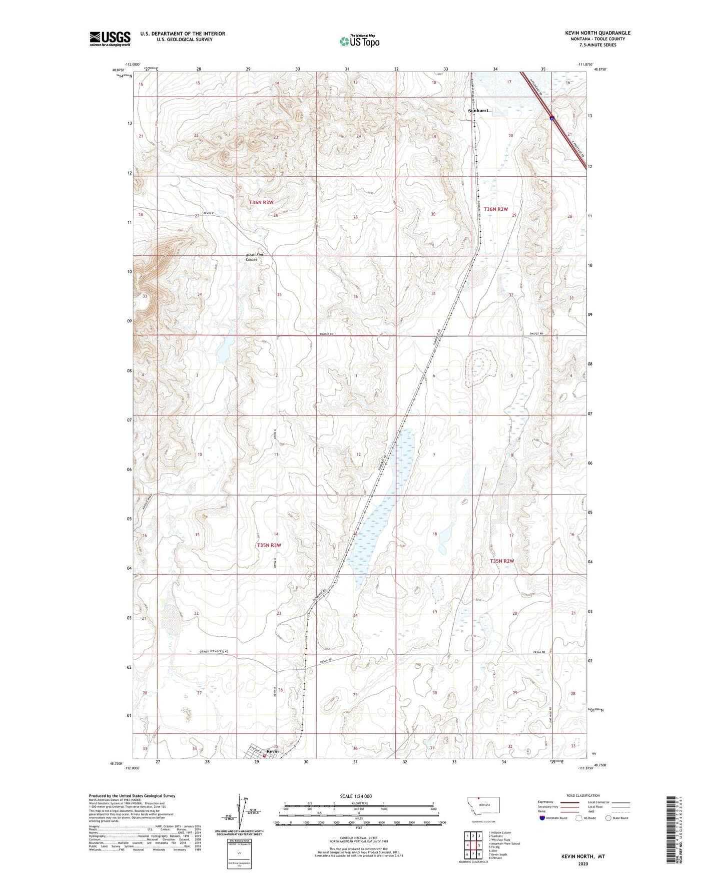 Kevin North Montana US Topo Map Image