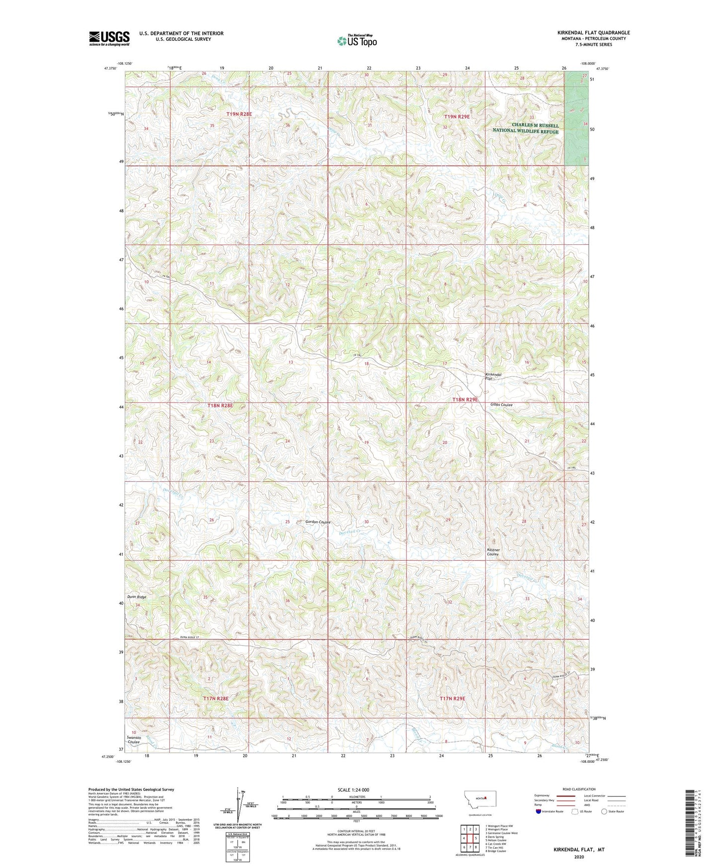 Kirkendal Flat Montana US Topo Map Image