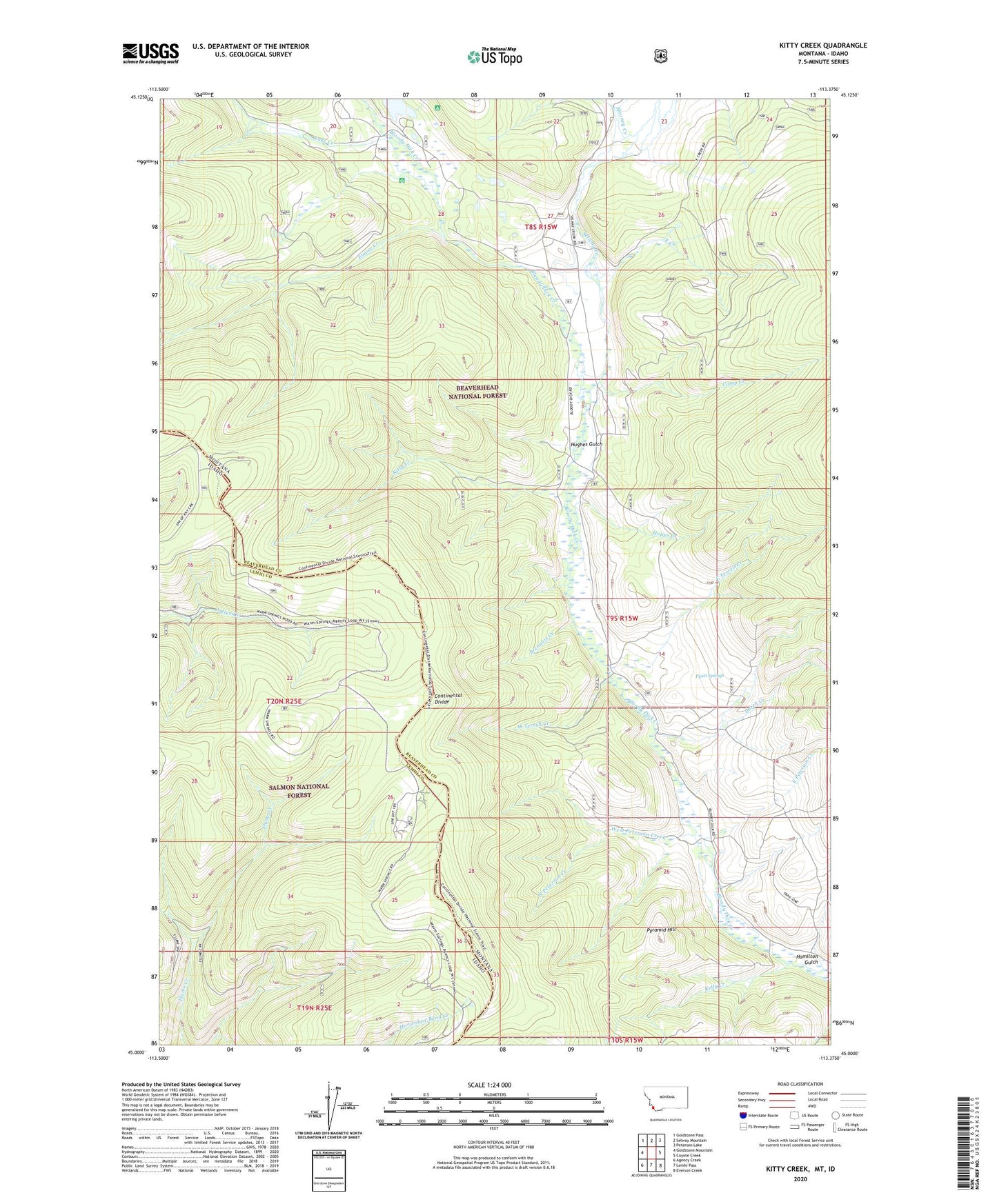 Kitty Creek Montana US Topo Map Image