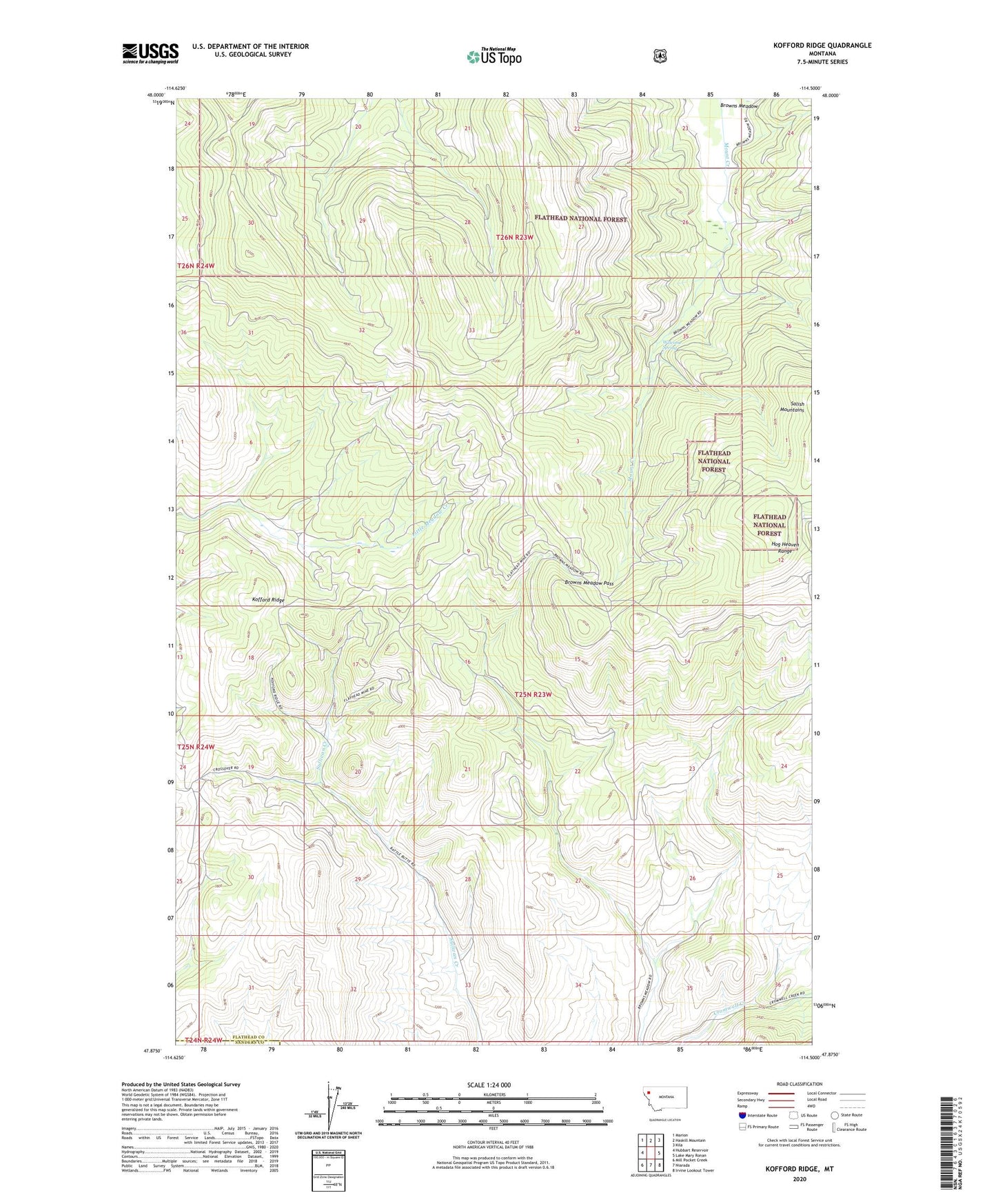 Kofford Ridge Montana US Topo Map Image