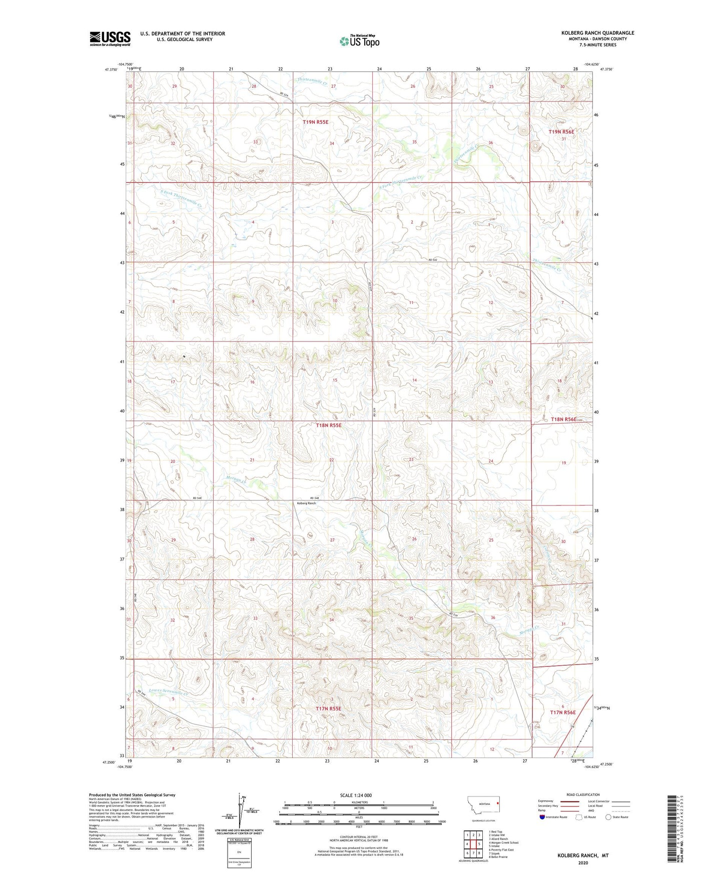 Kolberg Ranch Montana US Topo Map Image