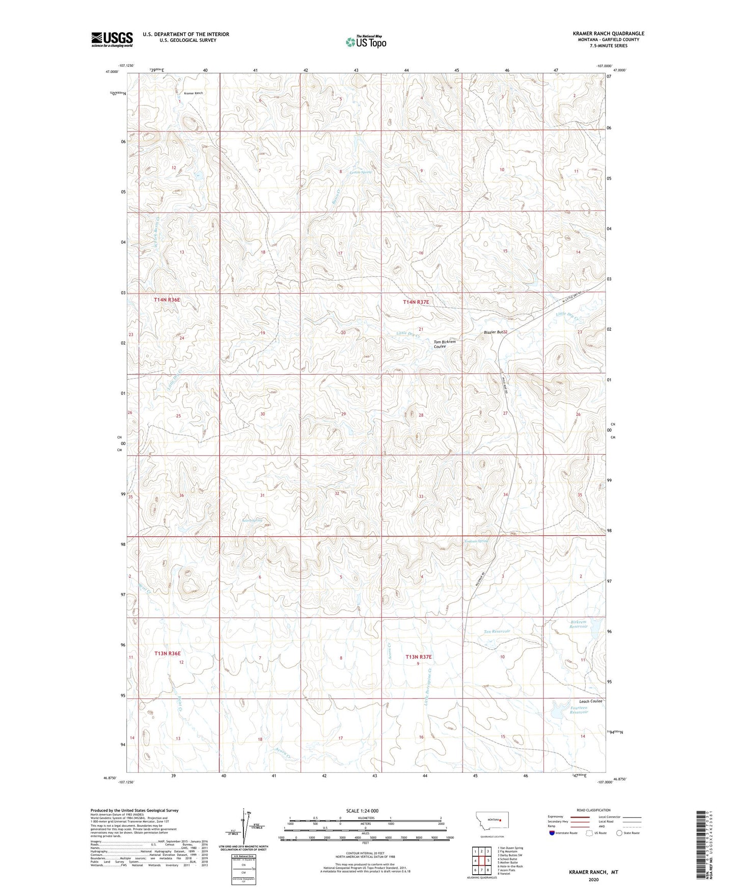 Kramer Ranch Montana US Topo Map Image