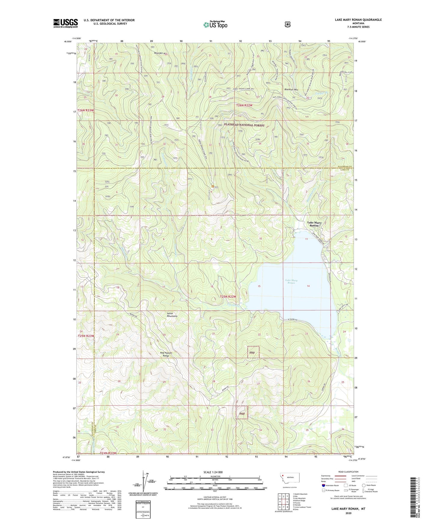 Lake Mary Ronan Montana US Topo Map Image