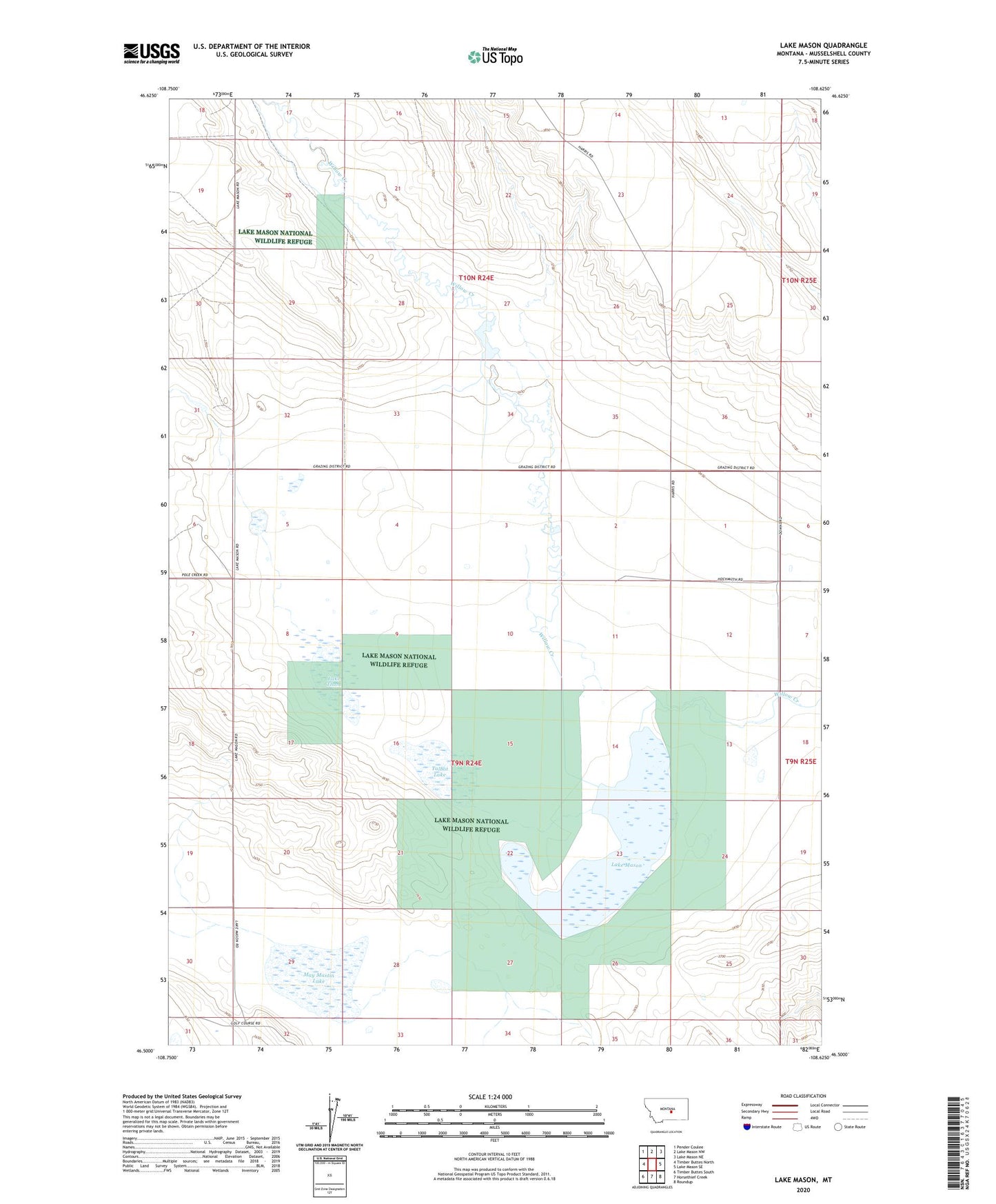 Lake Mason Montana US Topo Map Image