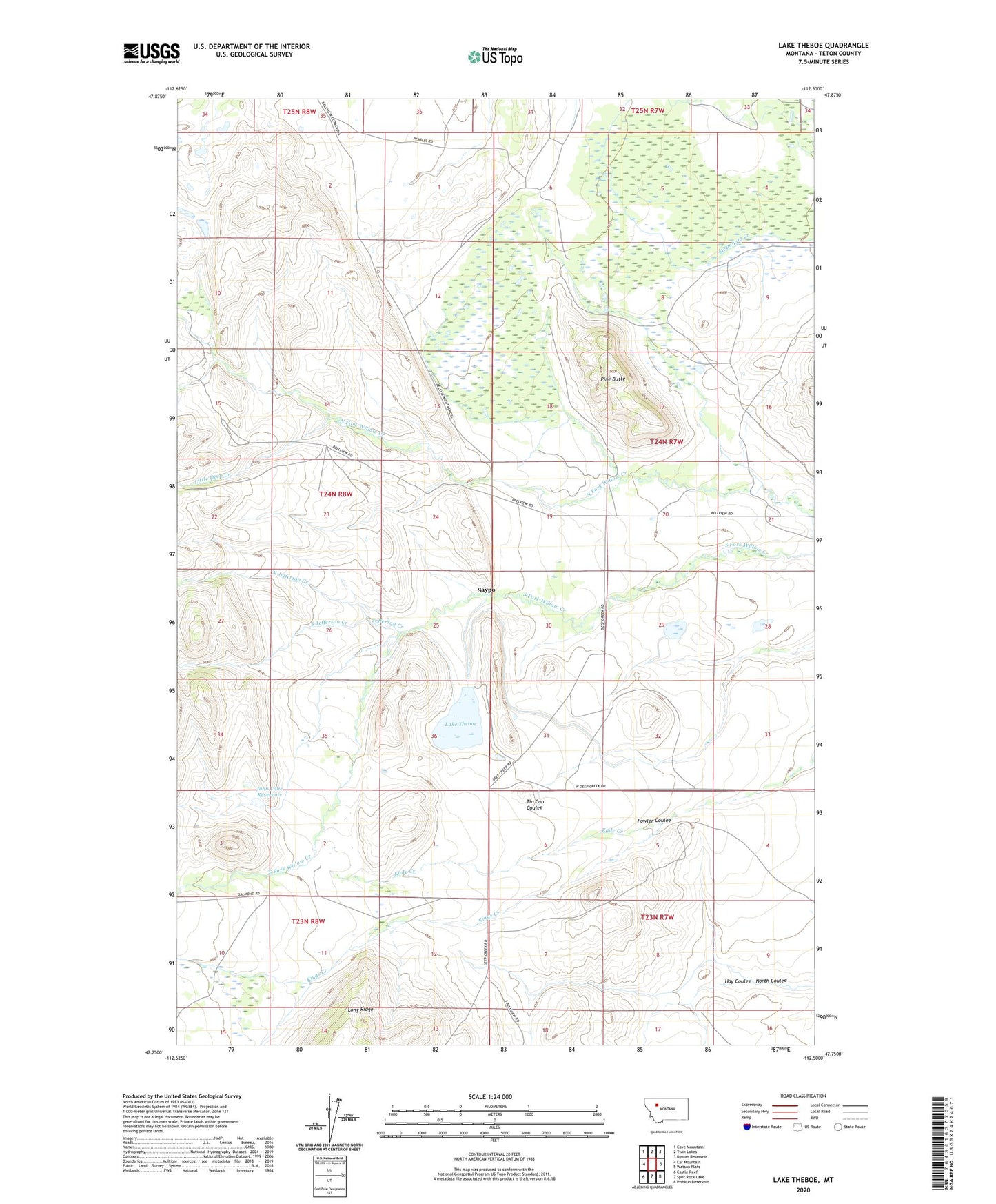 Lake Theboe Montana US Topo Map Image
