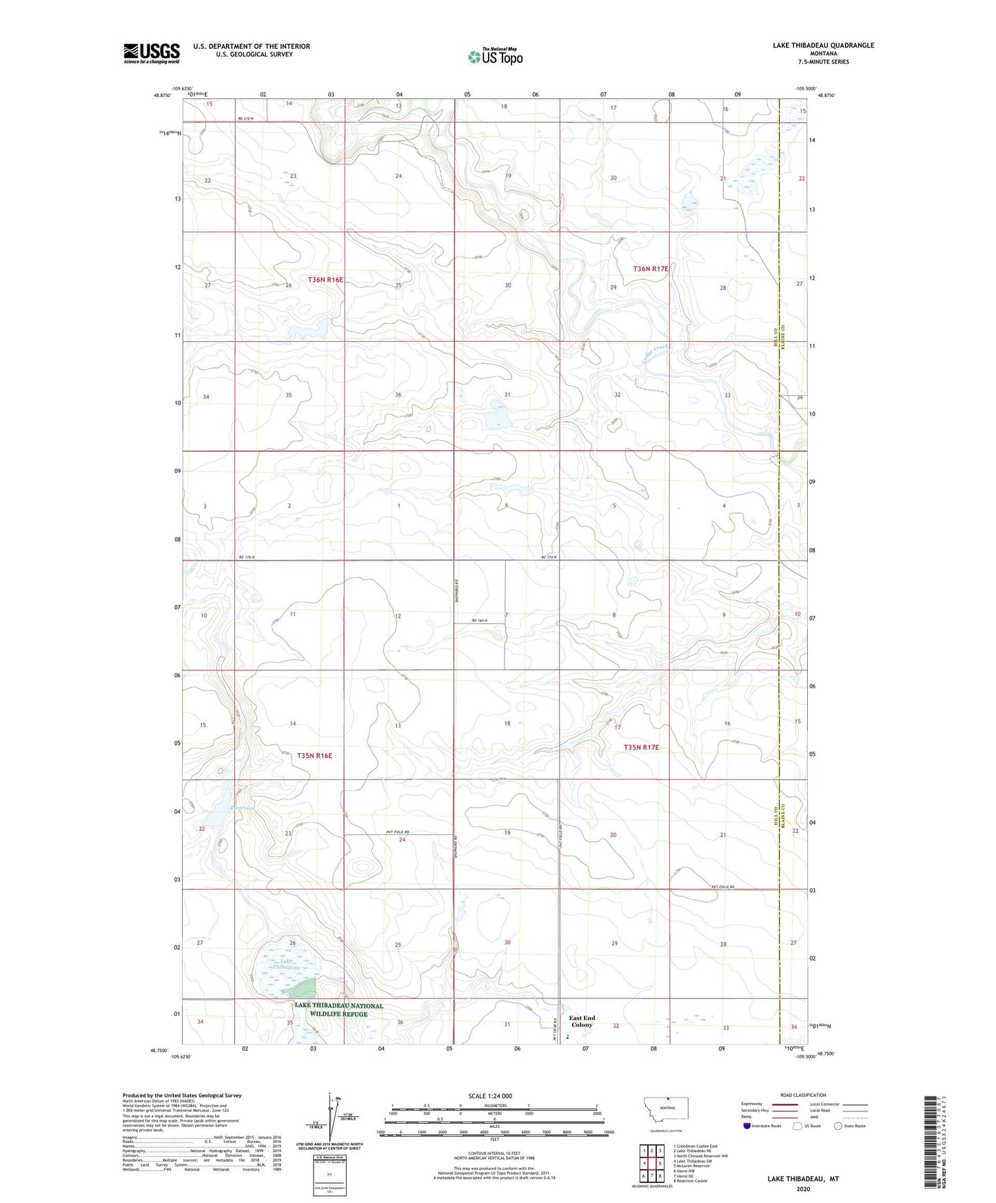 Lake Thibadeau Montana US Topo Map Image