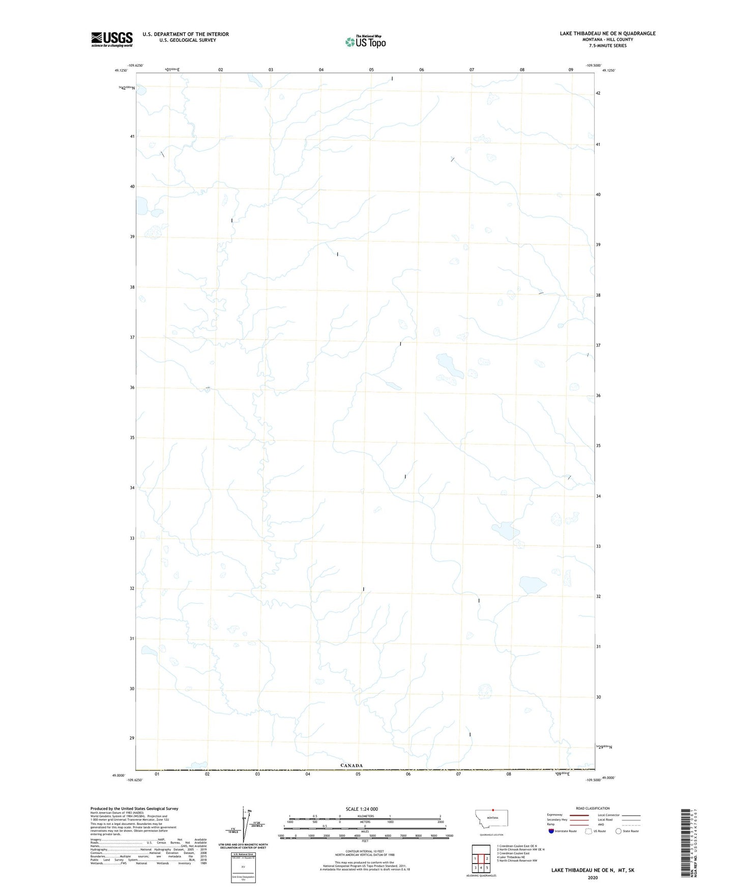 Lake Thibadeau NE OE N Montana US Topo Map Image