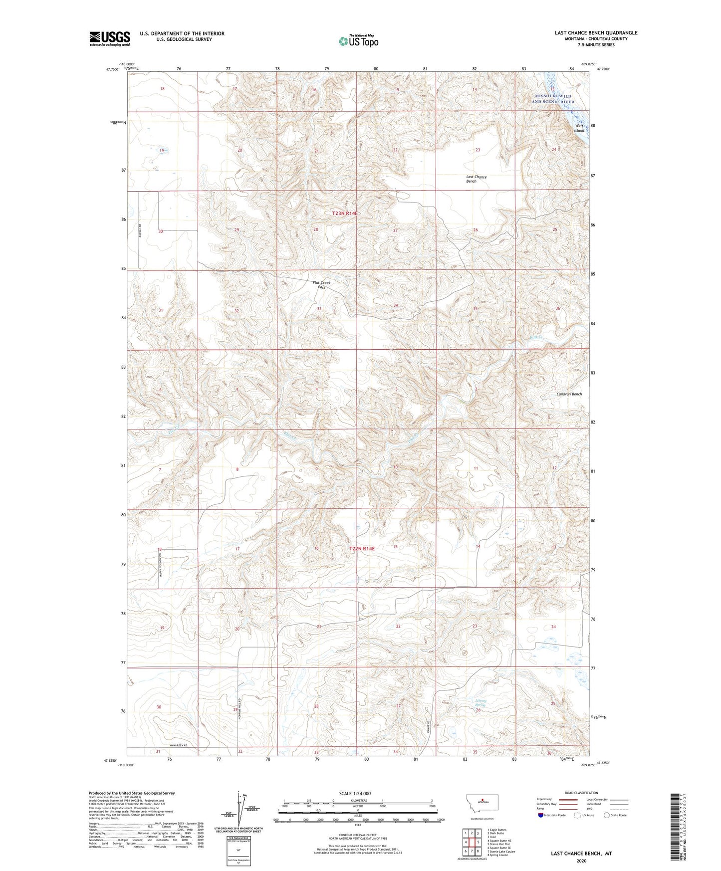 Last Chance Bench Montana US Topo Map Image