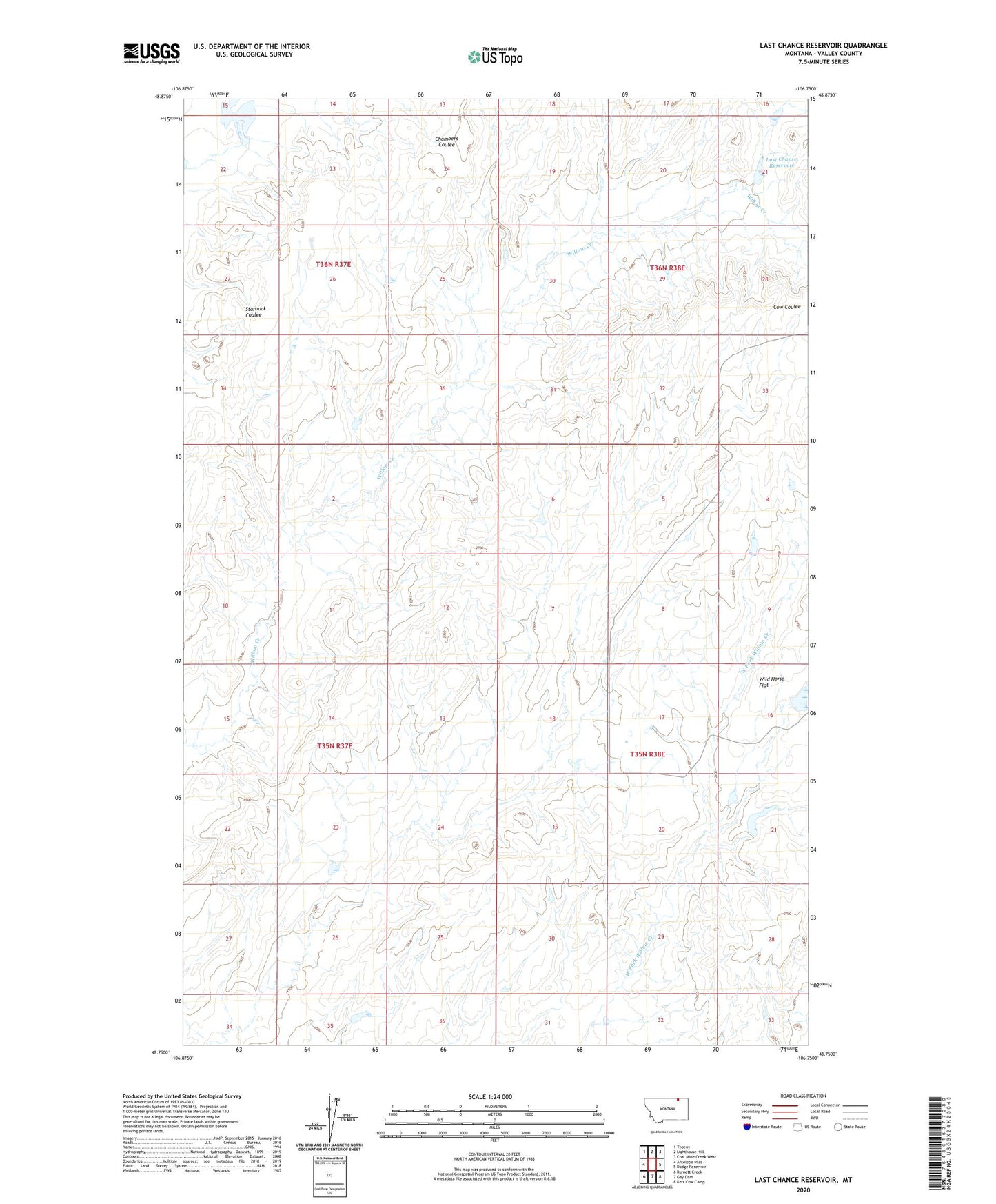 Last Chance Reservoir Montana US Topo Map Image