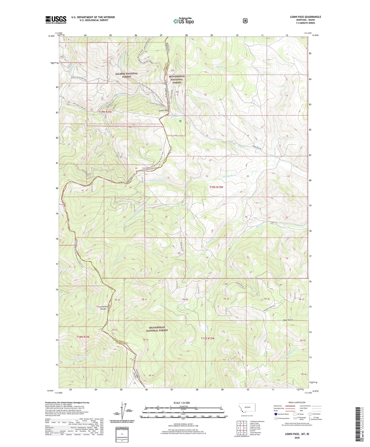 Lemhi Pass Montana US Topo Map Image
