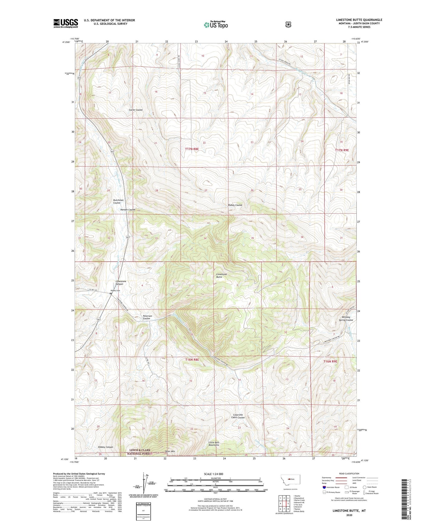 Limestone Butte Montana US Topo Map Image