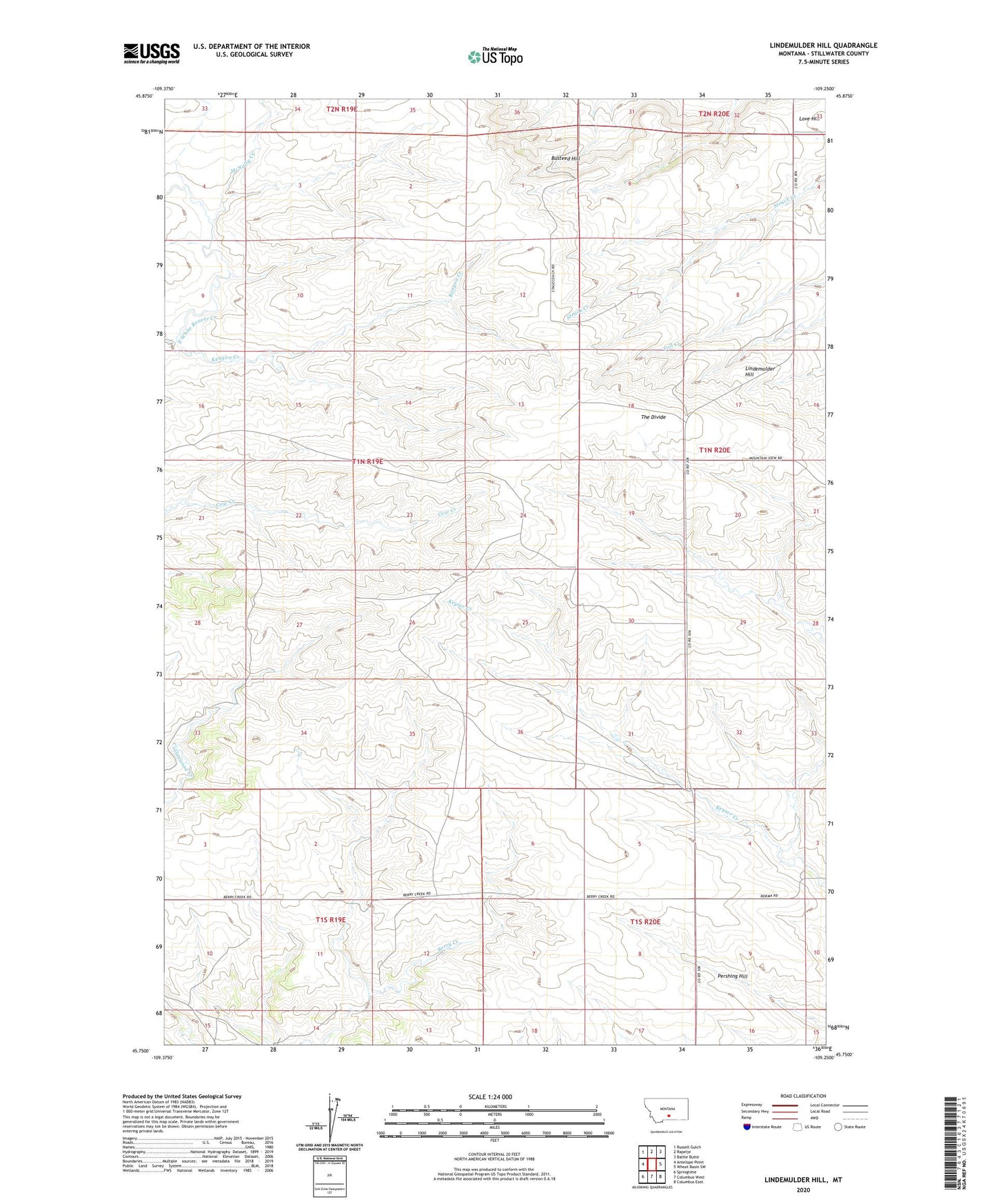 Lindemulder Hill Montana US Topo Map Image