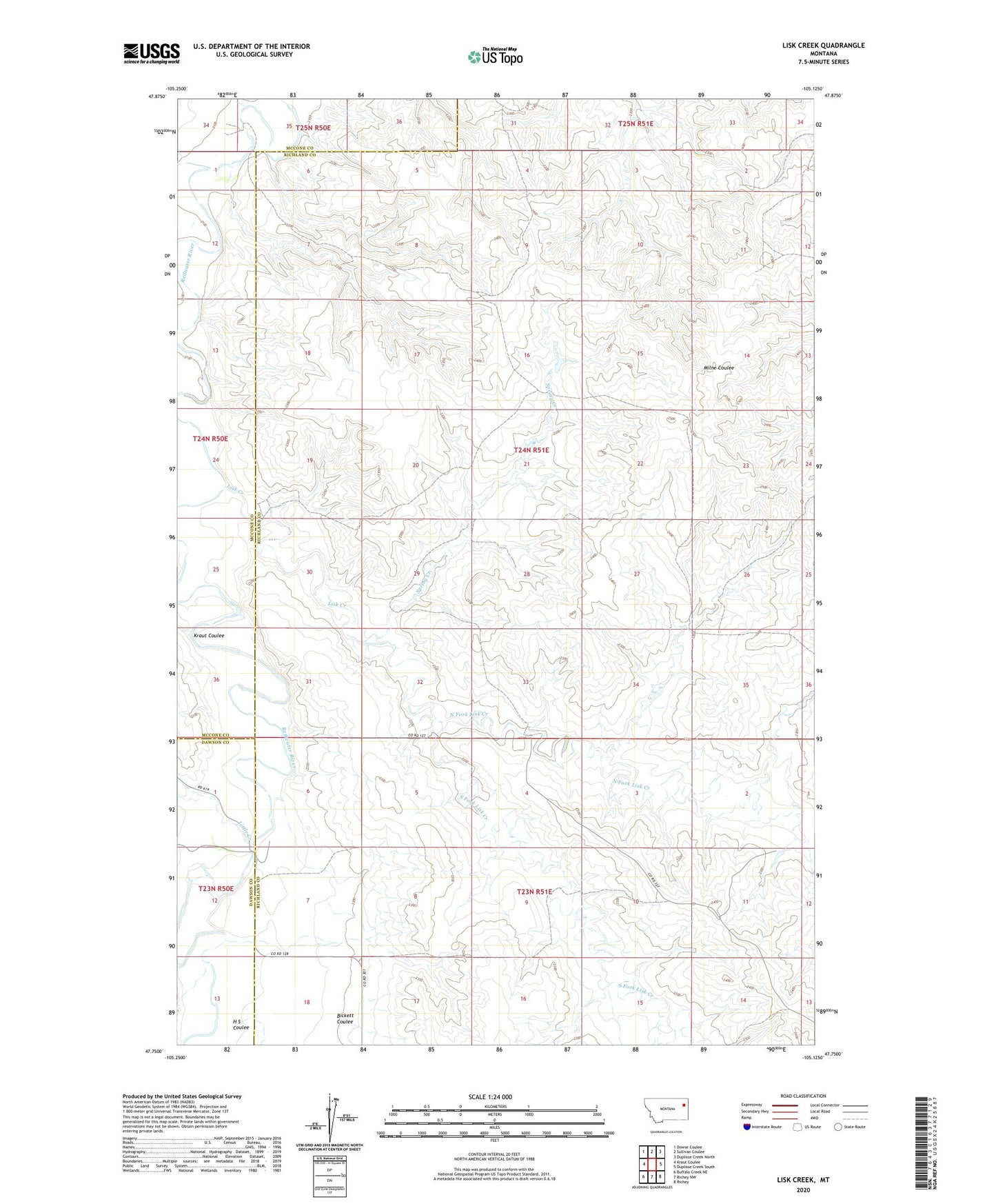 Lisk Creek Montana US Topo Map Image
