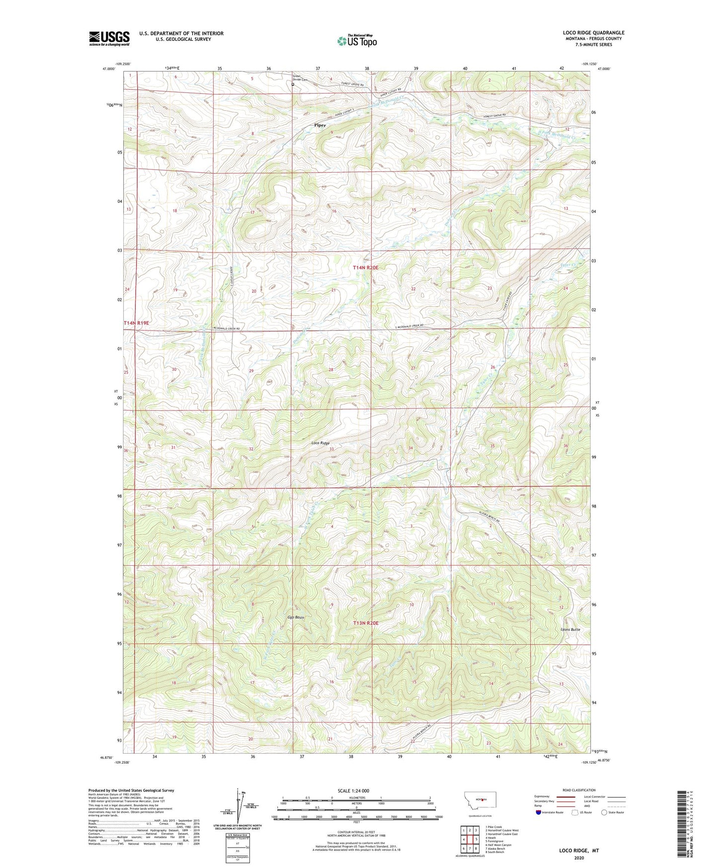 Loco Ridge Montana US Topo Map Image