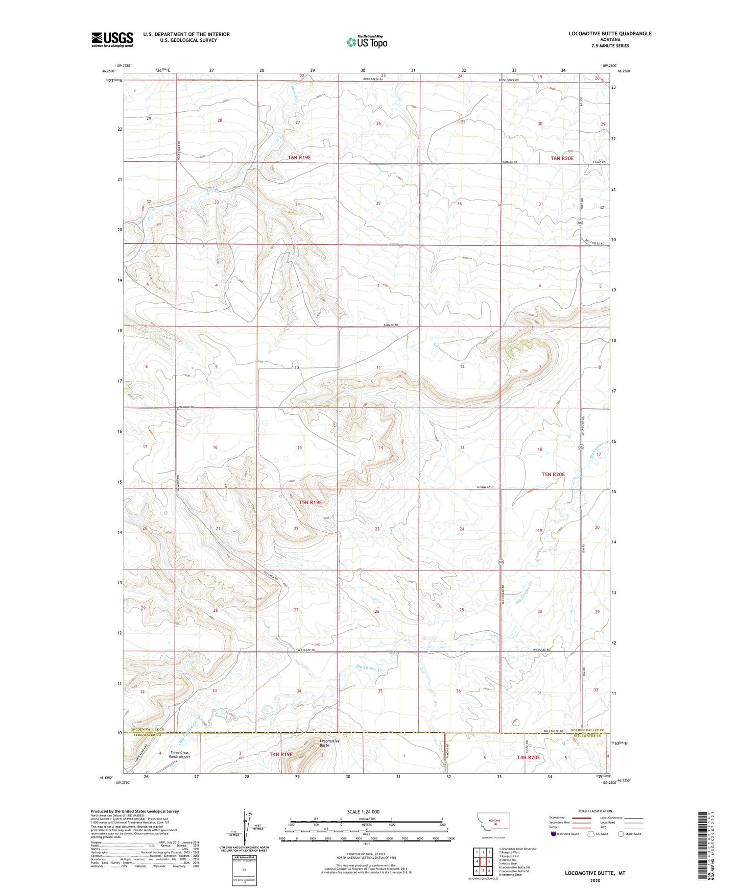 Locomotive Butte Montana US Topo Map Image