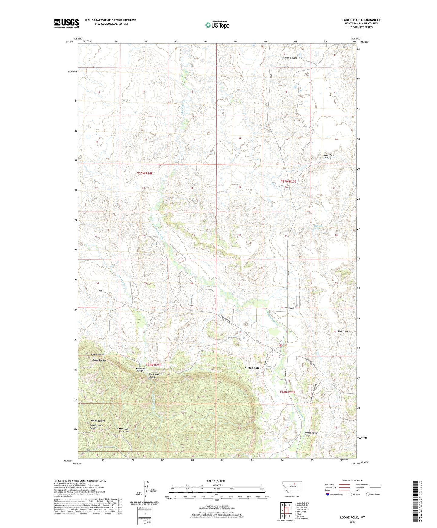 Lodge Pole Montana US Topo Map Image
