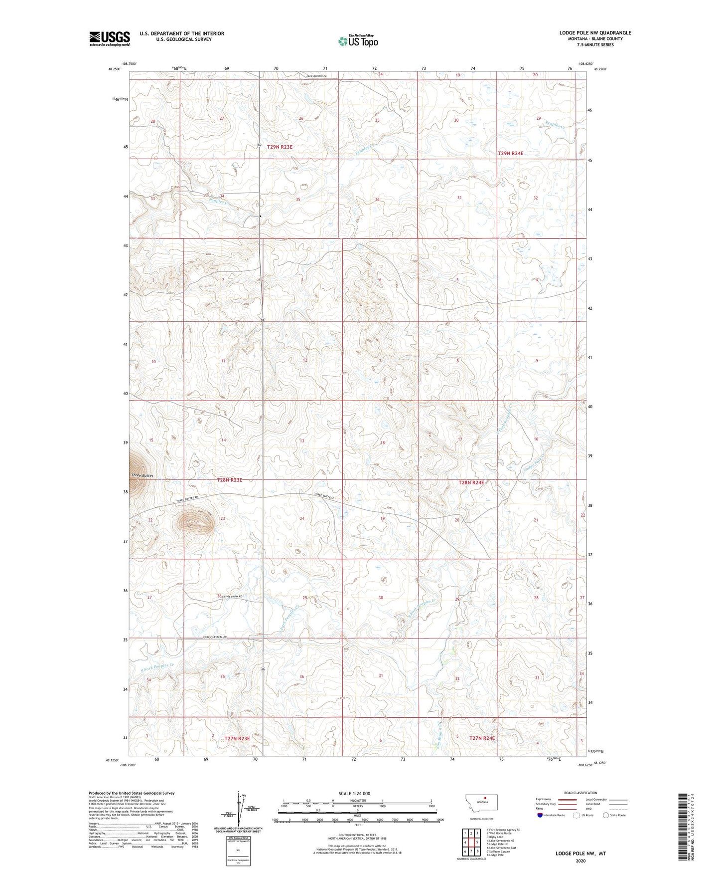 Lodge Pole NW Montana US Topo Map Image