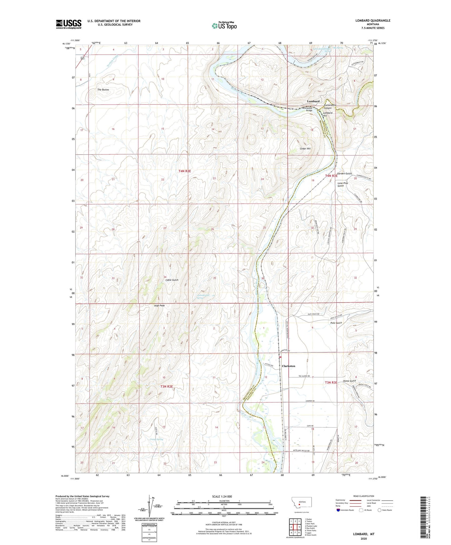 Lombard Montana US Topo Map Image