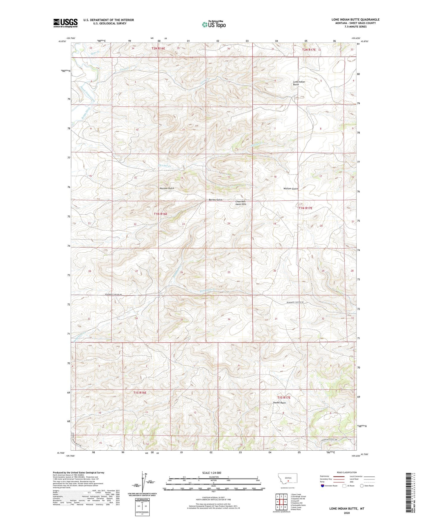 Lone Indian Butte Montana US Topo Map Image