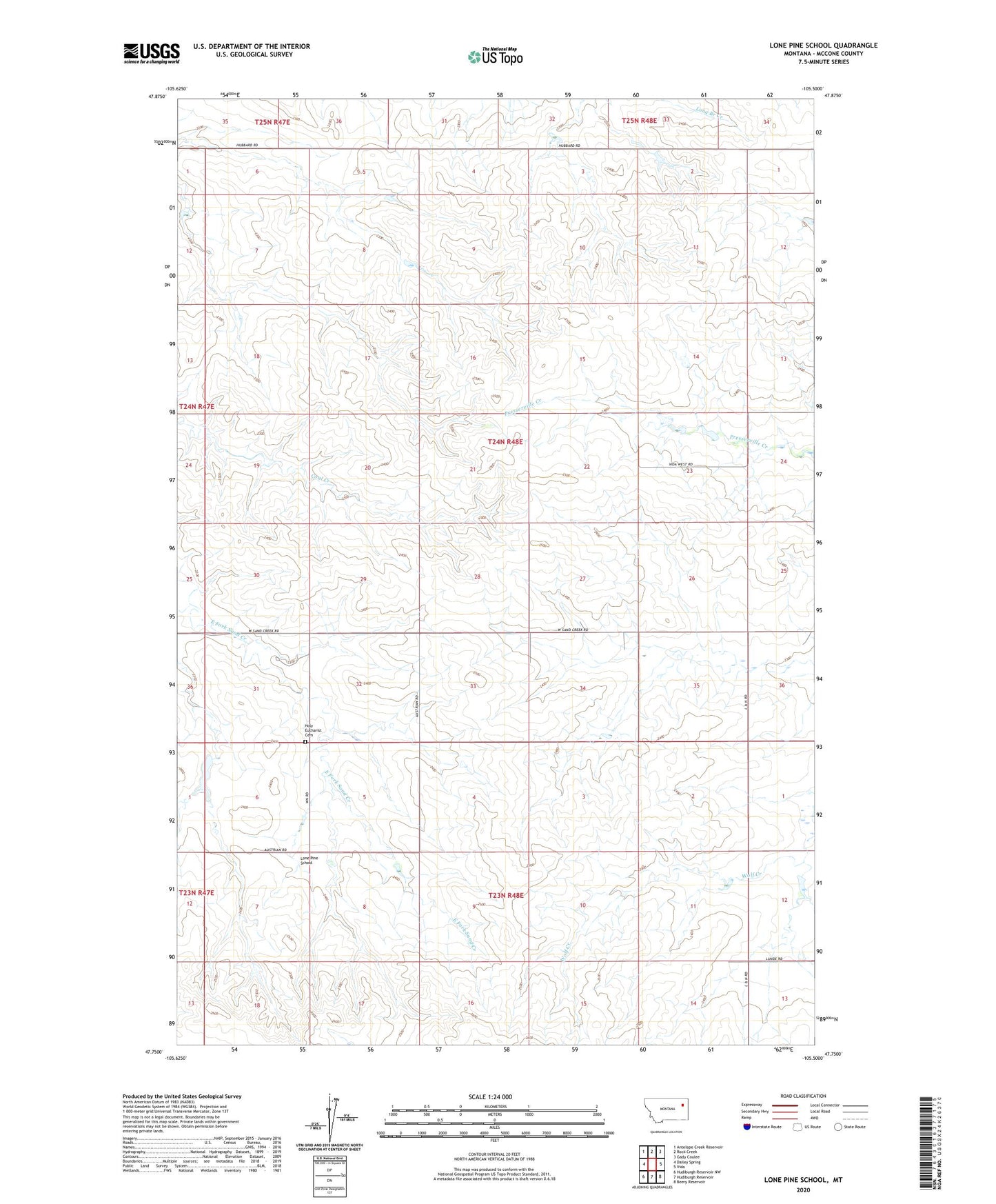 Lone Pine School Montana US Topo Map Image
