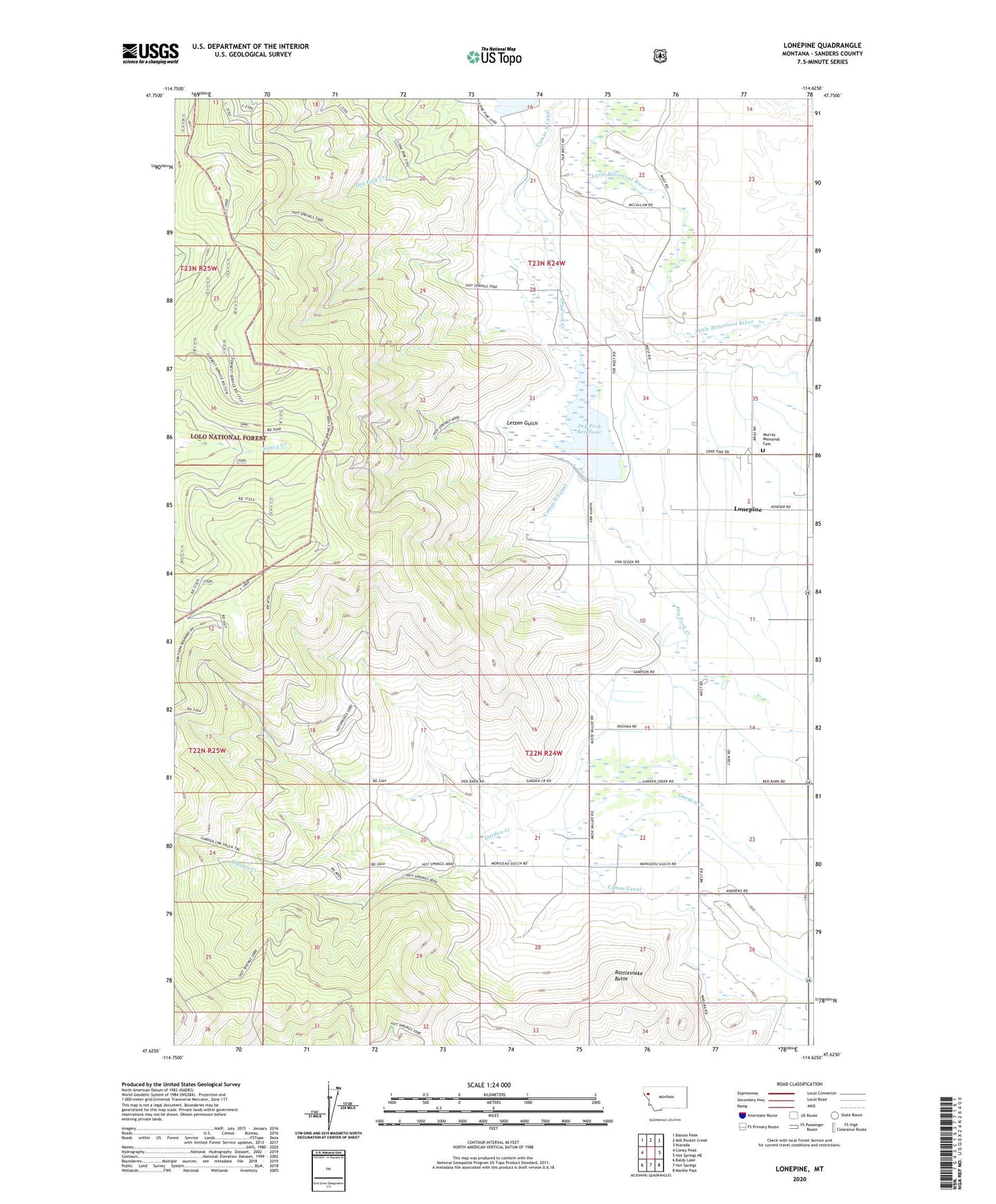 Lonepine Montana US Topo Map Image