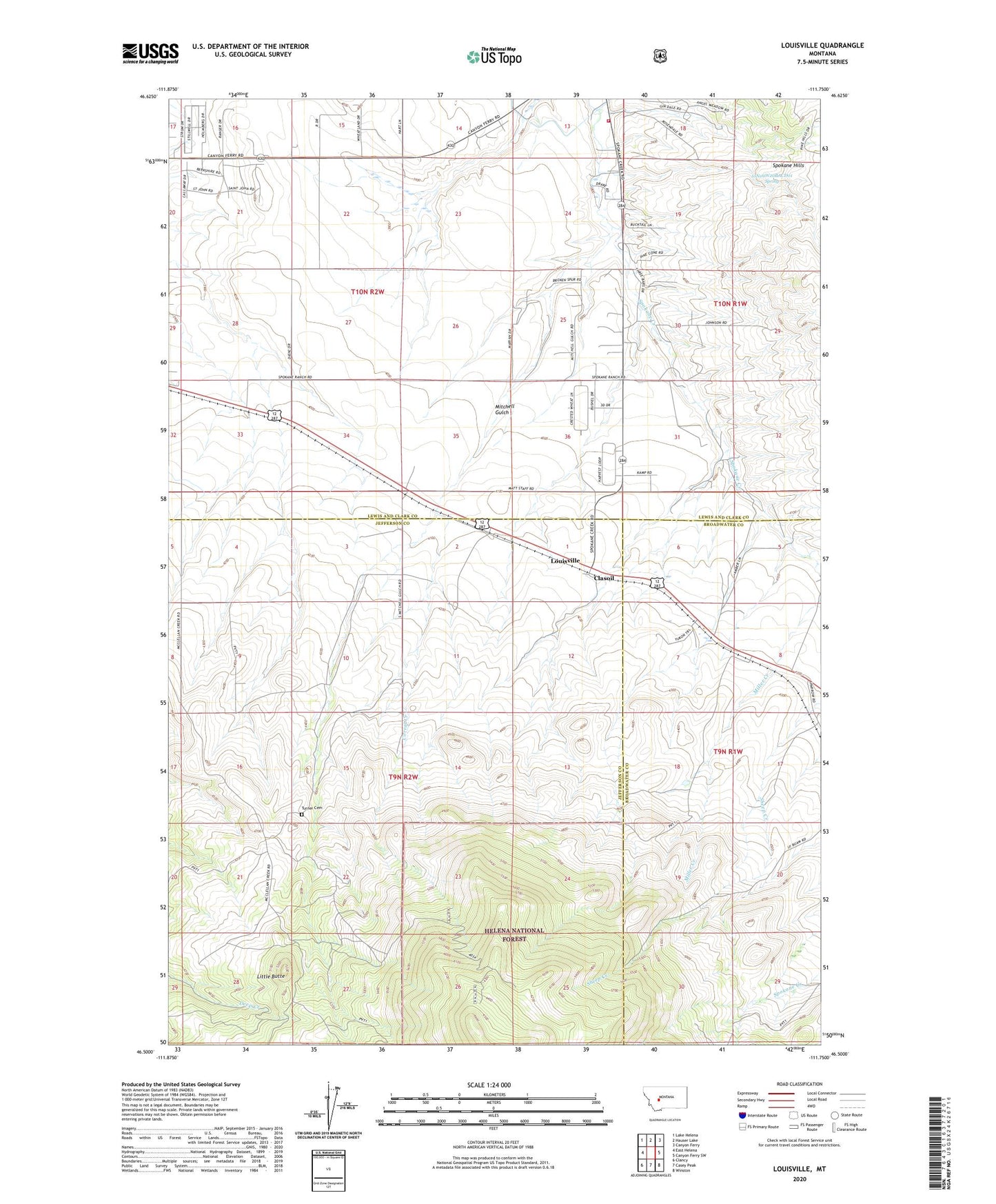 Louisville Montana US Topo Map Image