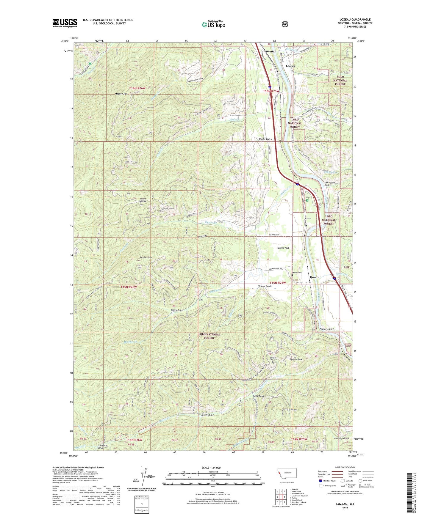 Lozeau Montana US Topo Map Image