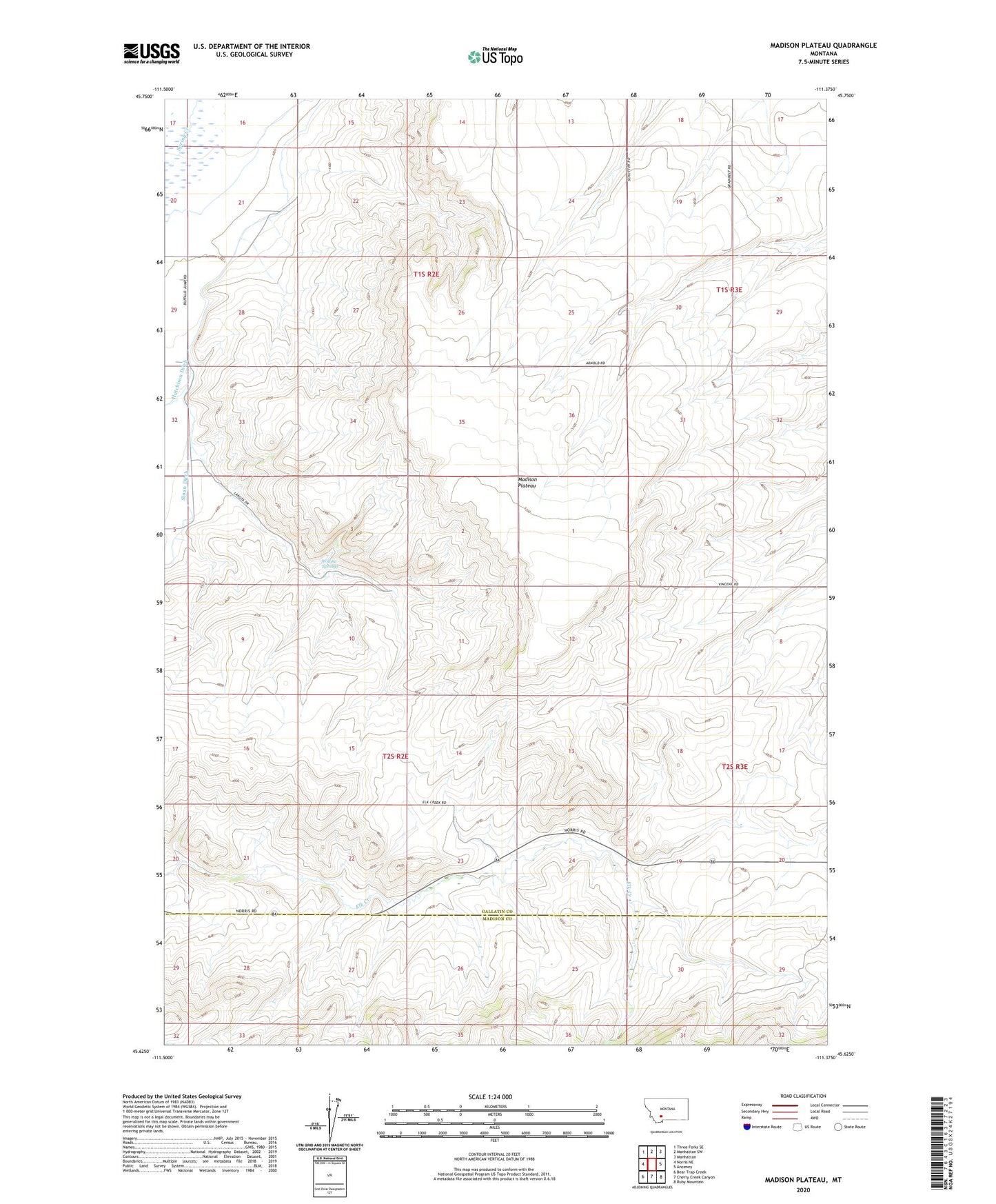 Madison Plateau Montana US Topo Map Image
