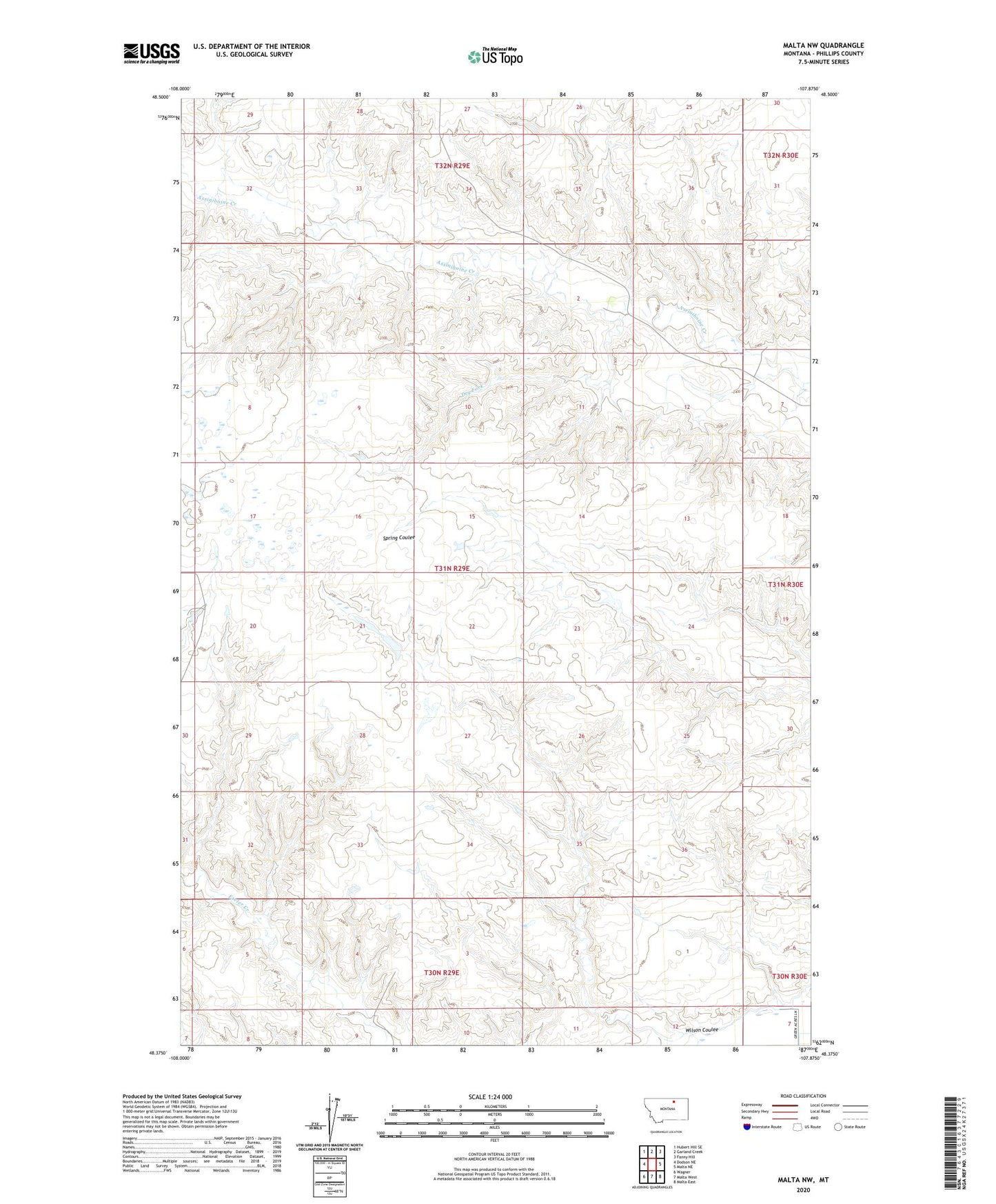 Malta NW Montana US Topo Map Image