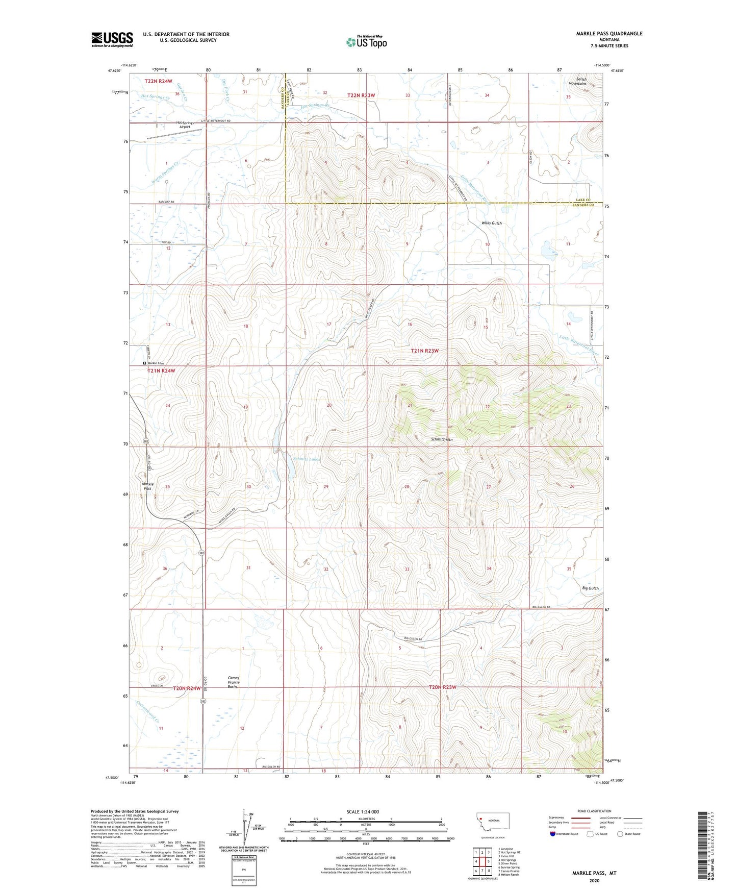 Markle Pass Montana US Topo Map Image
