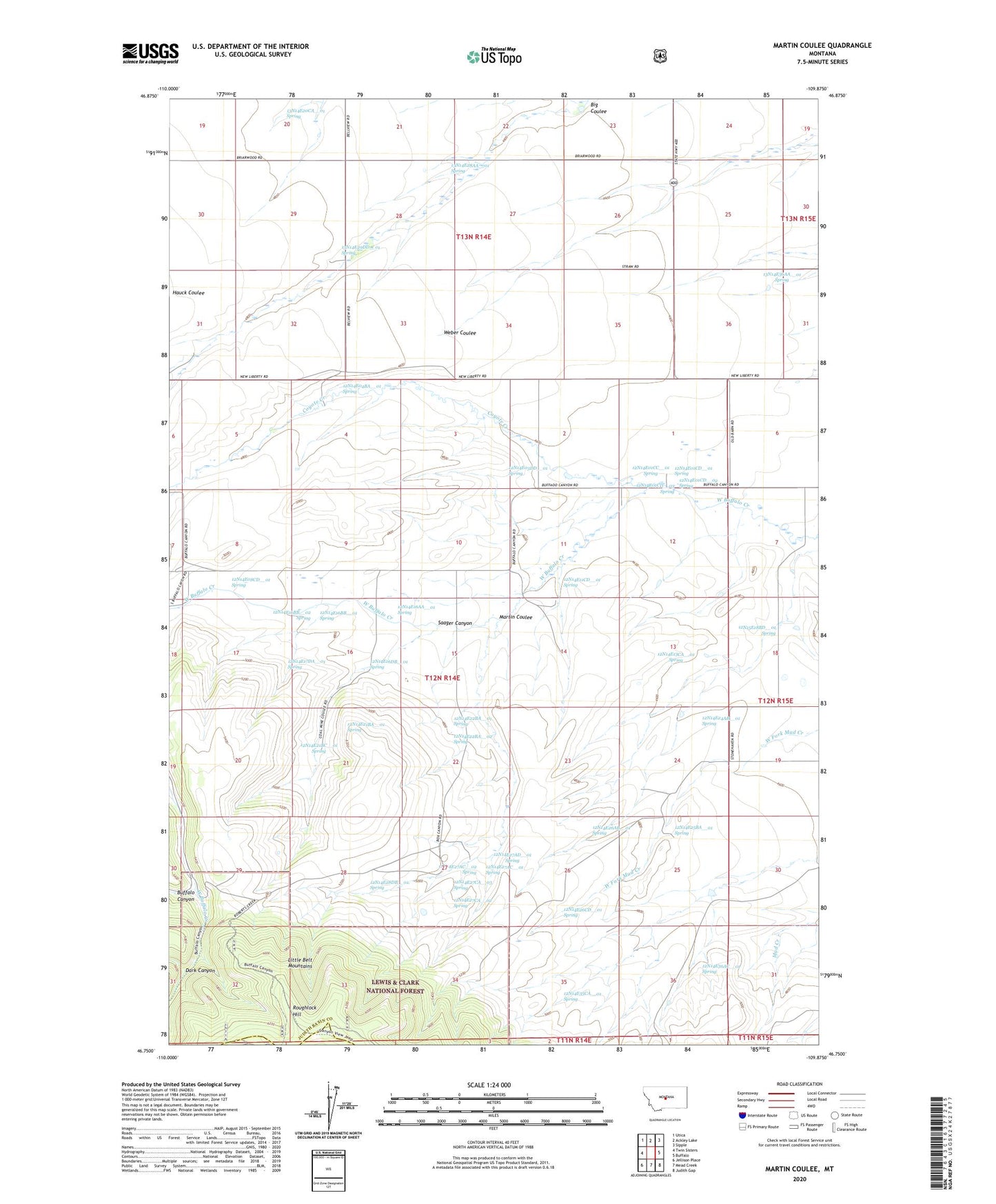 Martin Coulee Montana US Topo Map Image