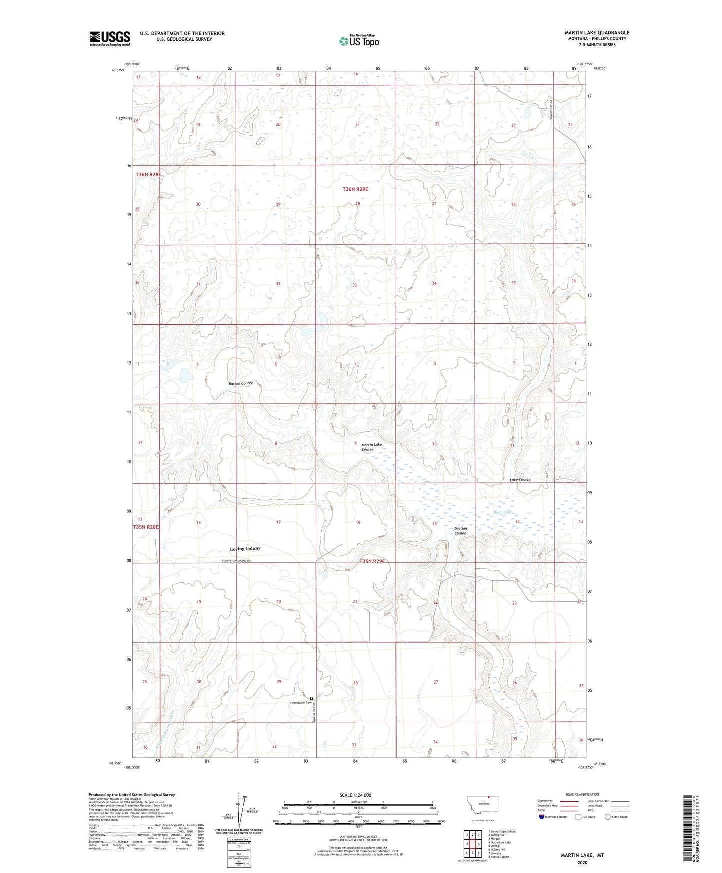 Martin Lake Montana US Topo Map Image