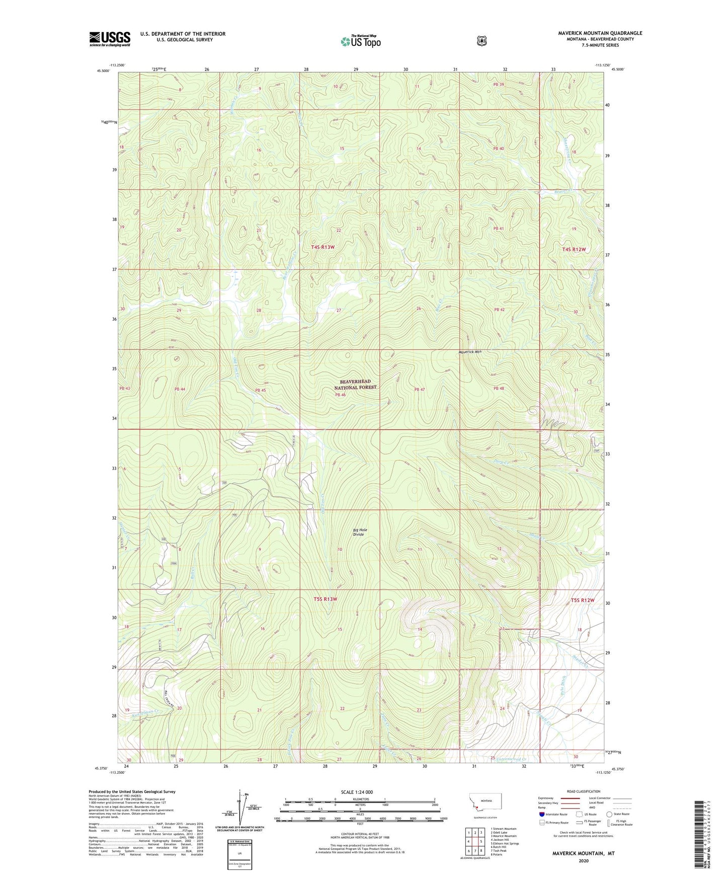 Maverick Mountain Montana US Topo Map Image
