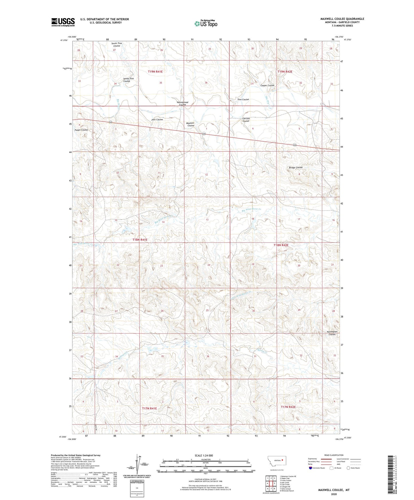 Maxwell Coulee Montana US Topo Map Image