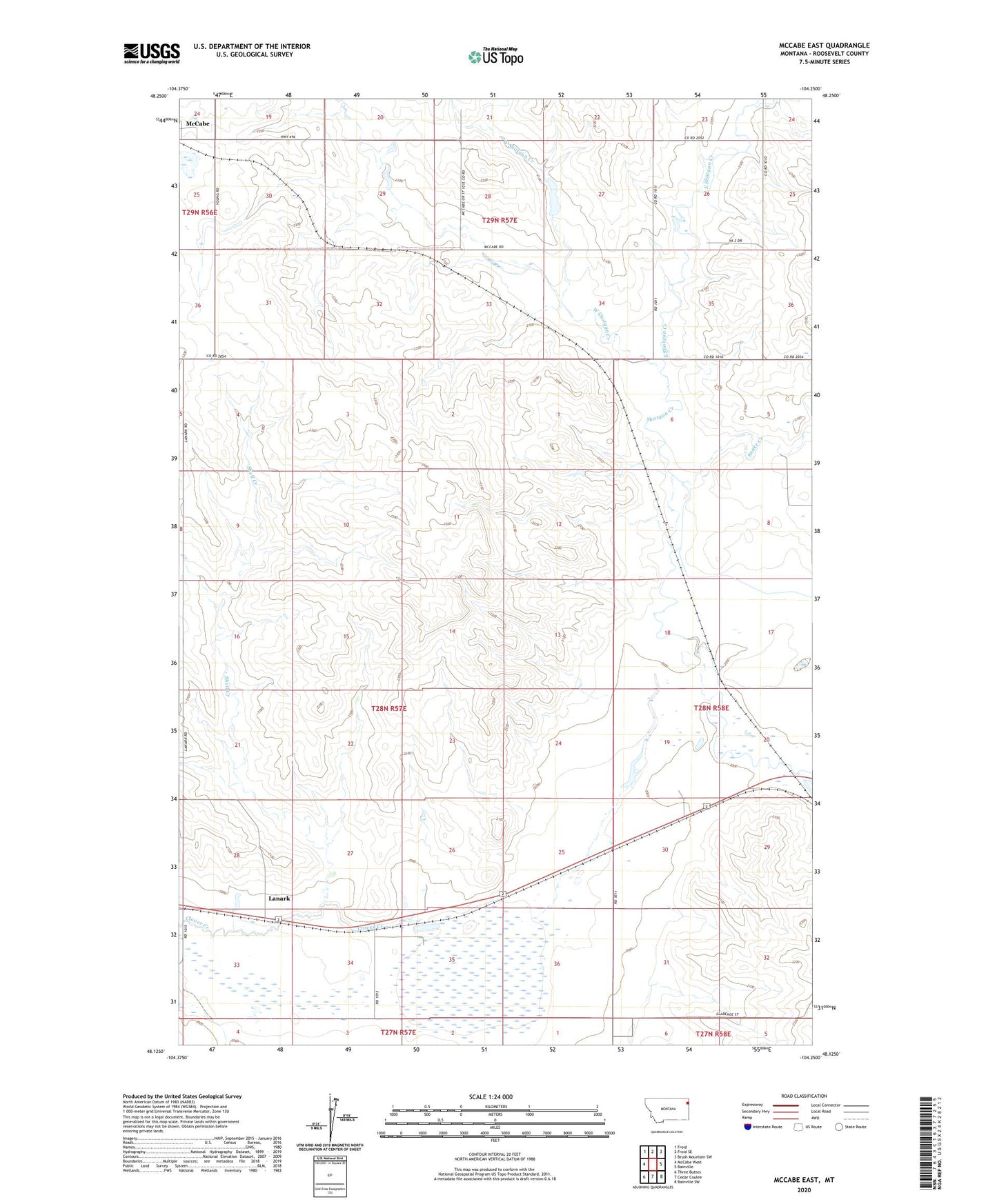 McCabe East Montana US Topo Map Image