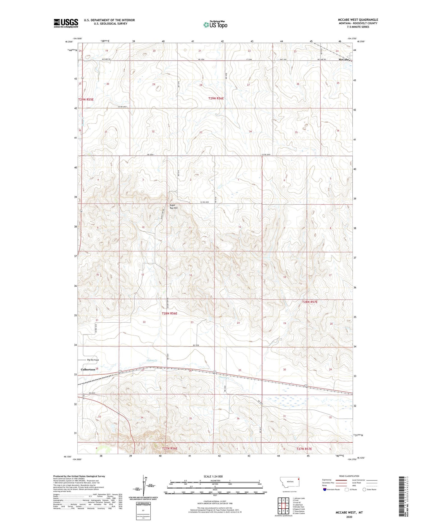 McCabe West Montana US Topo Map Image