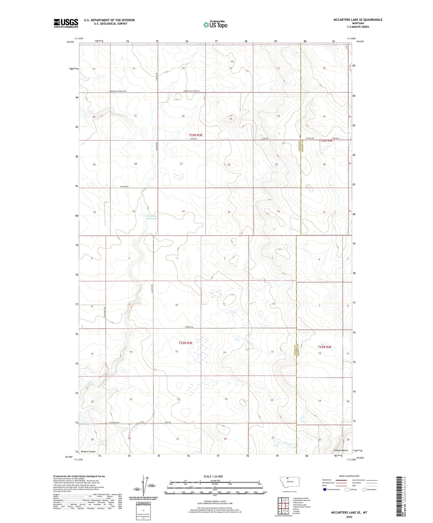 McCarters Lake SE Montana US Topo Map Image