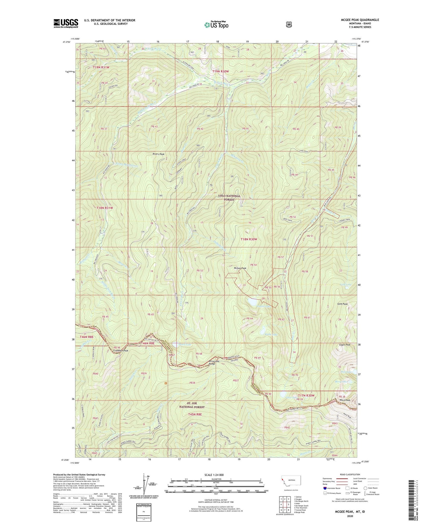 McGee Peak Montana US Topo Map Image